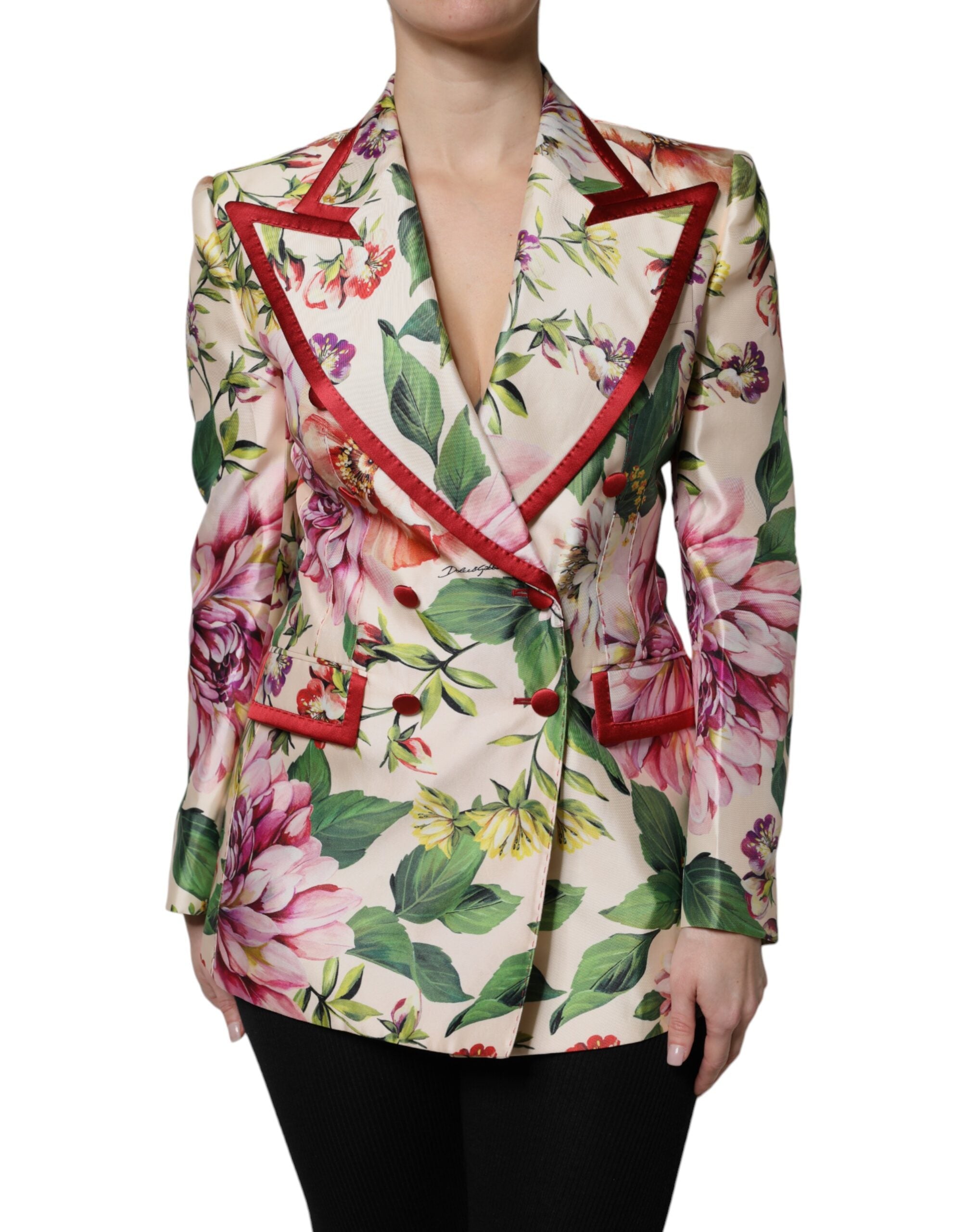 Chaqueta cruzada con estampado floral multicolor de Dolce & Gabbana-1
