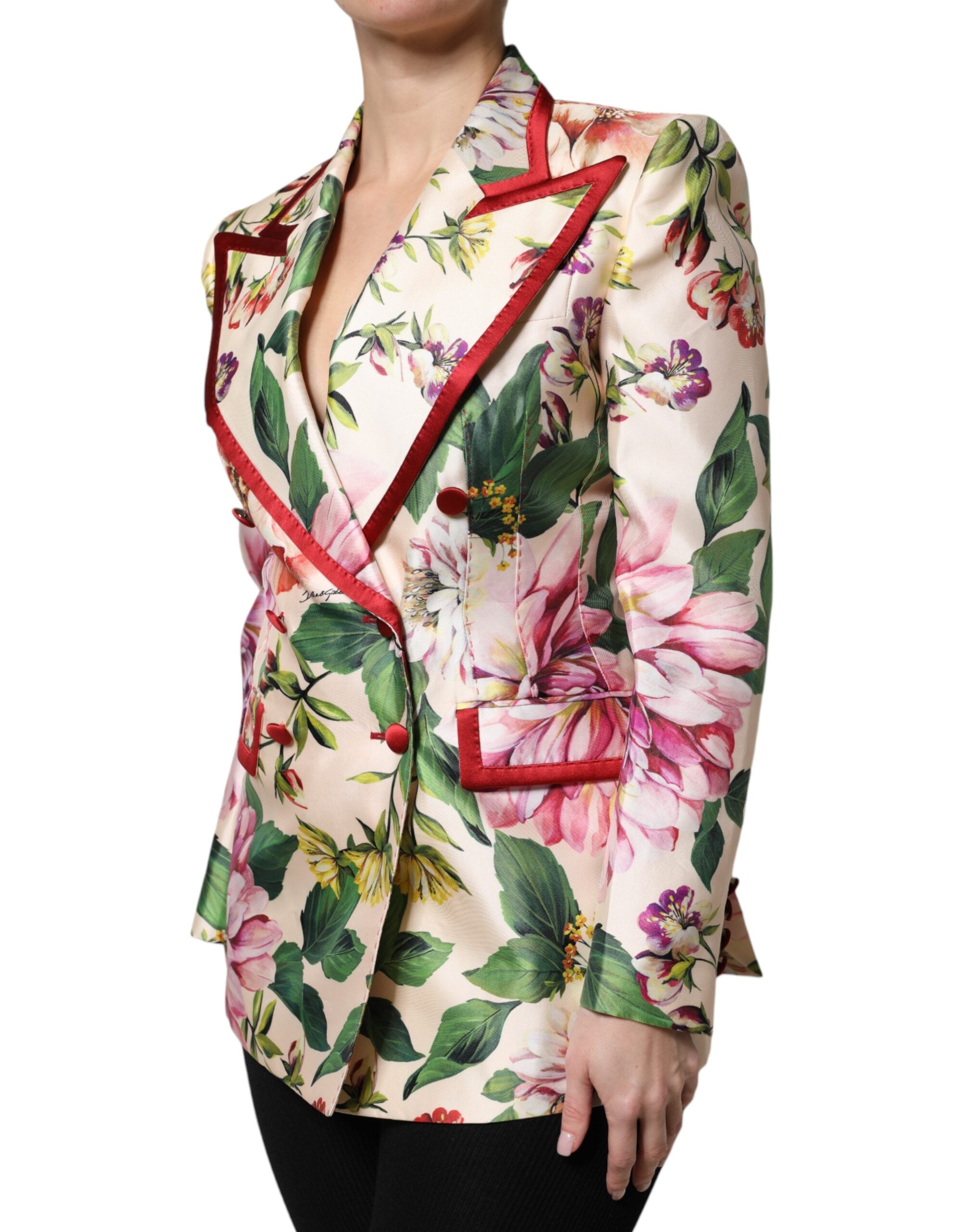 Chaqueta cruzada con estampado floral multicolor de Dolce & Gabbana-3