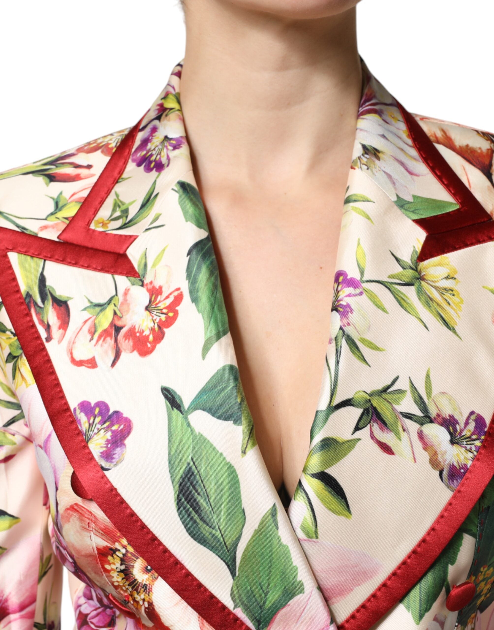 Chaqueta cruzada con estampado floral multicolor de Dolce & Gabbana-5