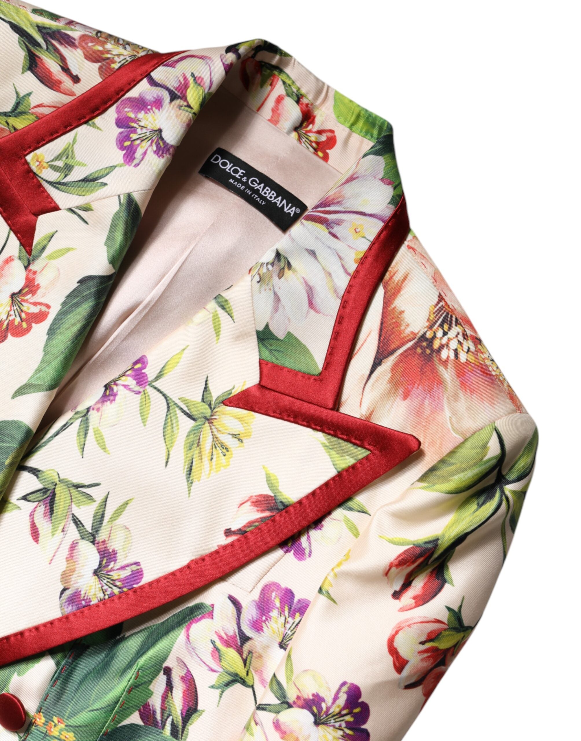 Chaqueta cruzada con estampado floral multicolor de Dolce & Gabbana-6