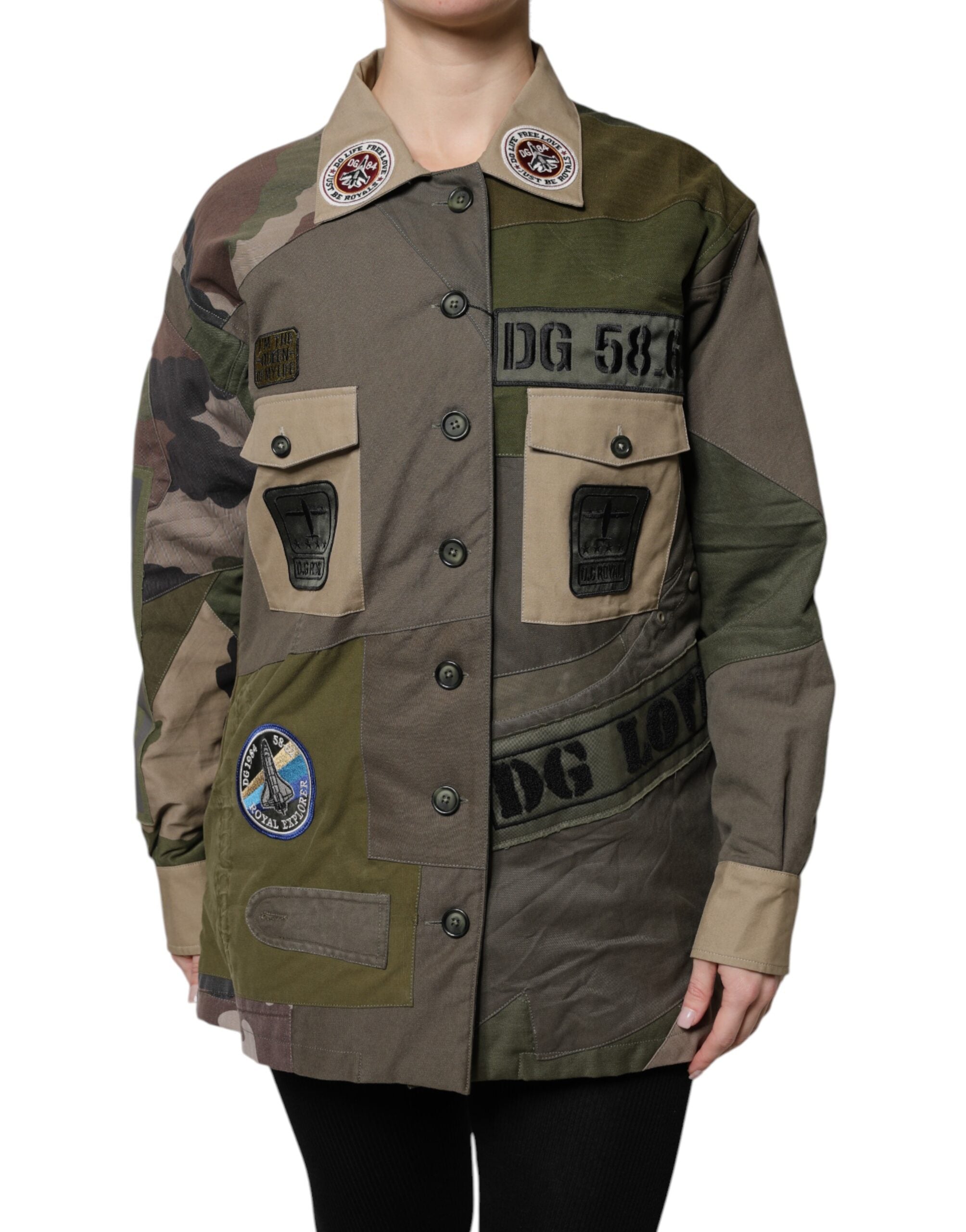 Dolce & Gabbana military green cotton jacket with button placket-2