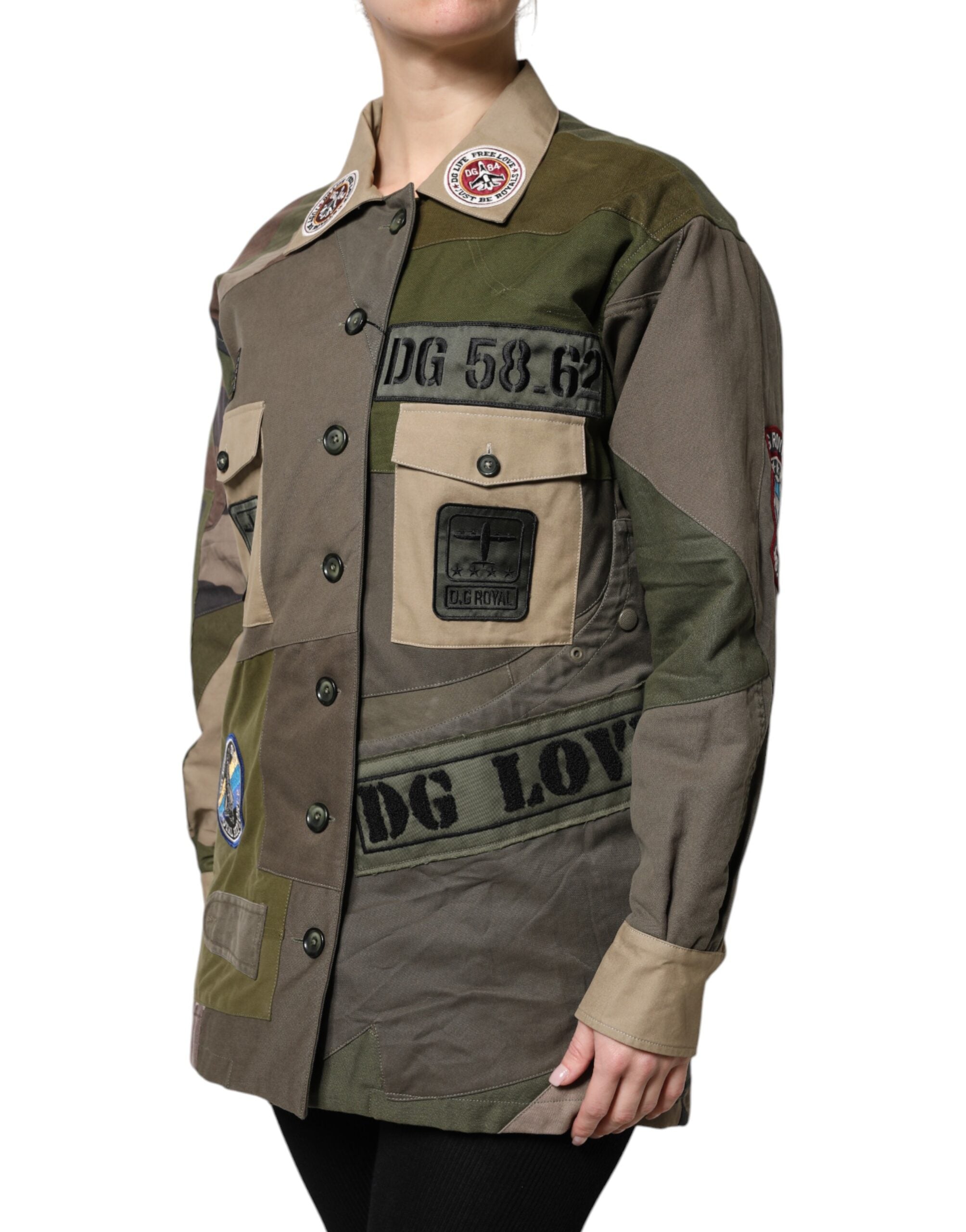 Dolce & Gabbana military green cotton jacket with button placket-3