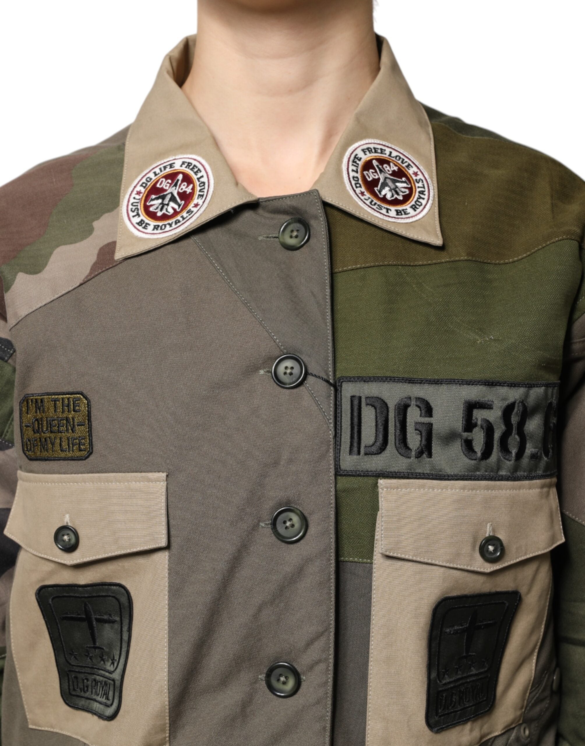 Dolce & Gabbana military green cotton jacket with button placket-5