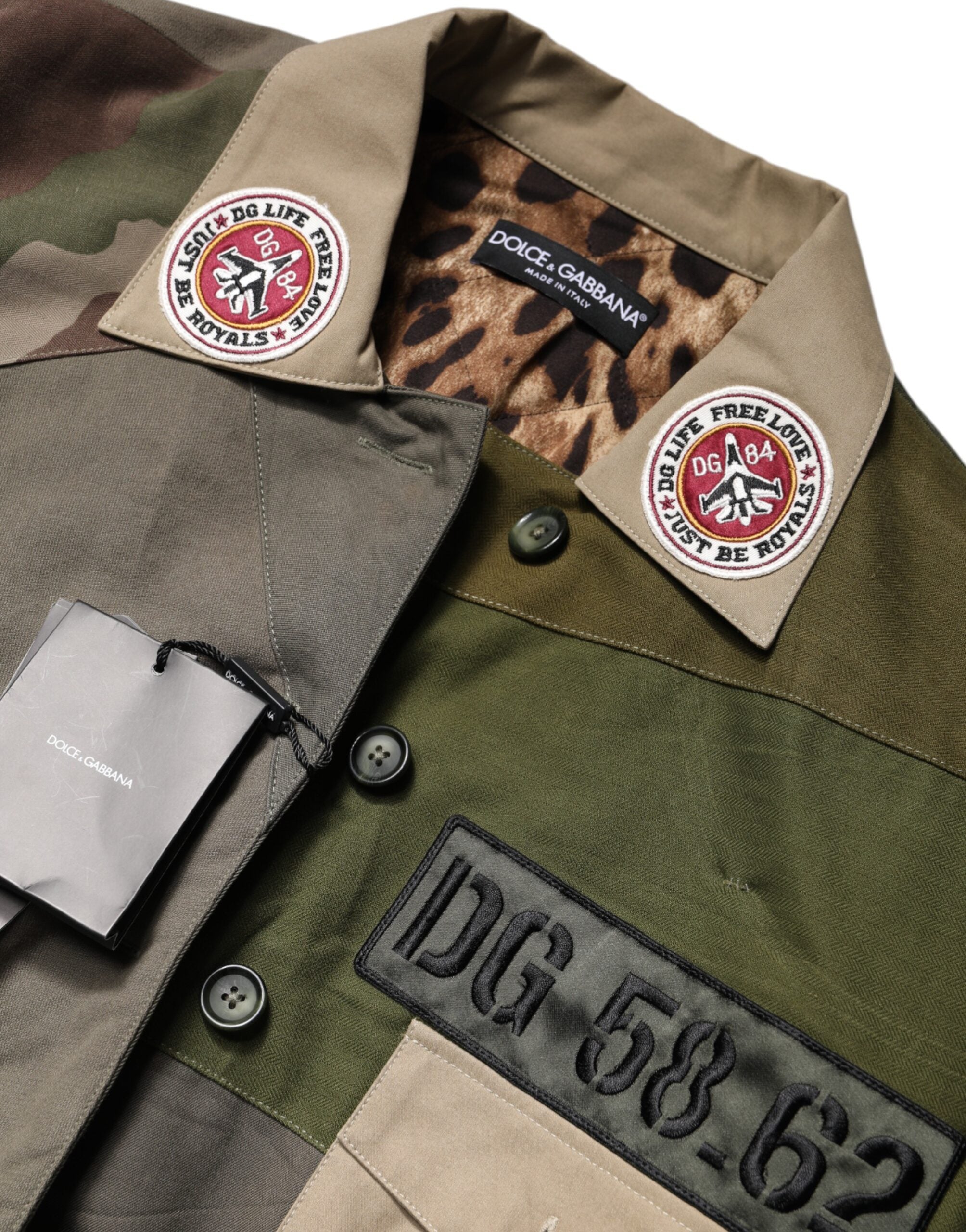 Dolce & Gabbana military green cotton jacket with button placket-8