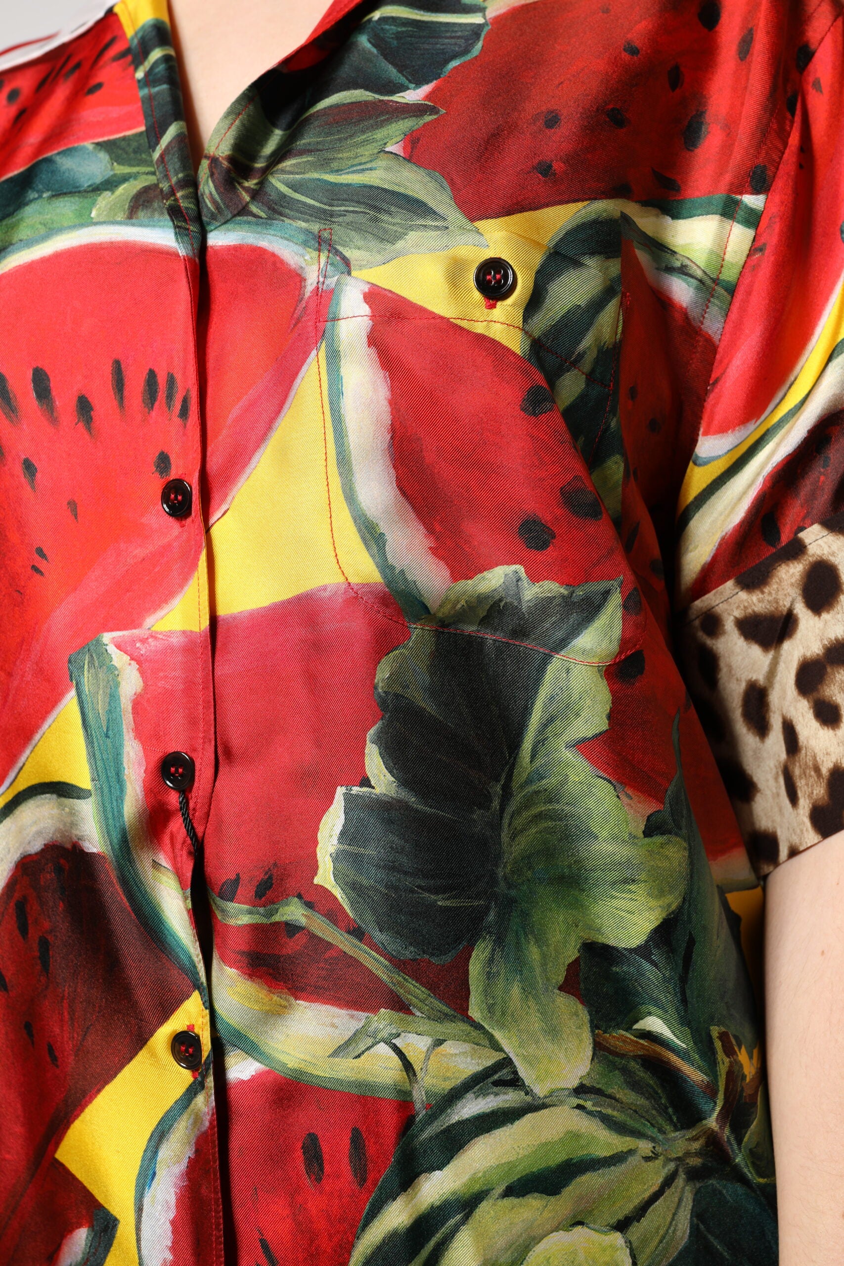 Dolce & Gabbana Multicolor Watermelon Shirt Blouse with Collar-6