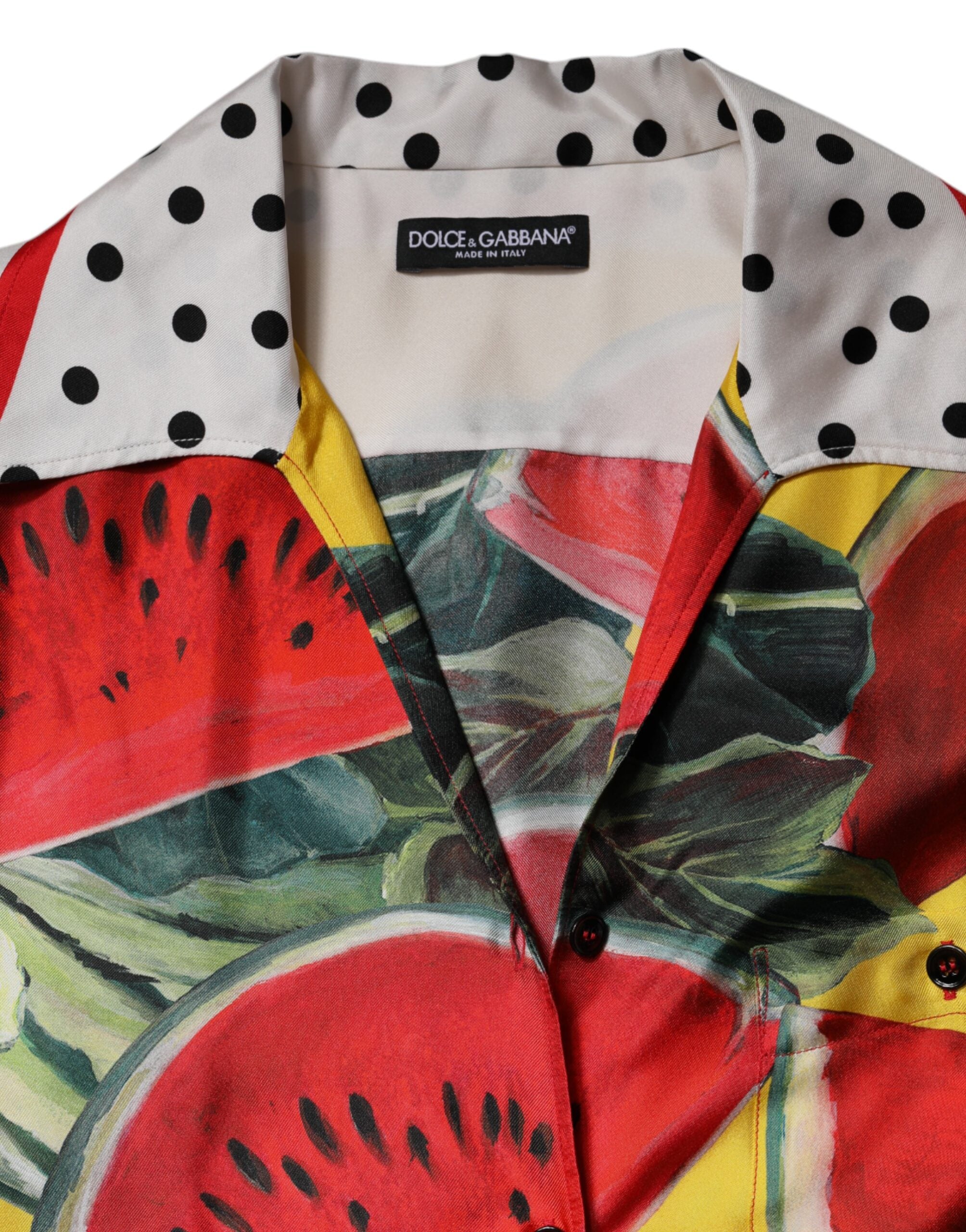 Dolce & Gabbana Multicolor Watermelon Shirt Blouse with Collar-7