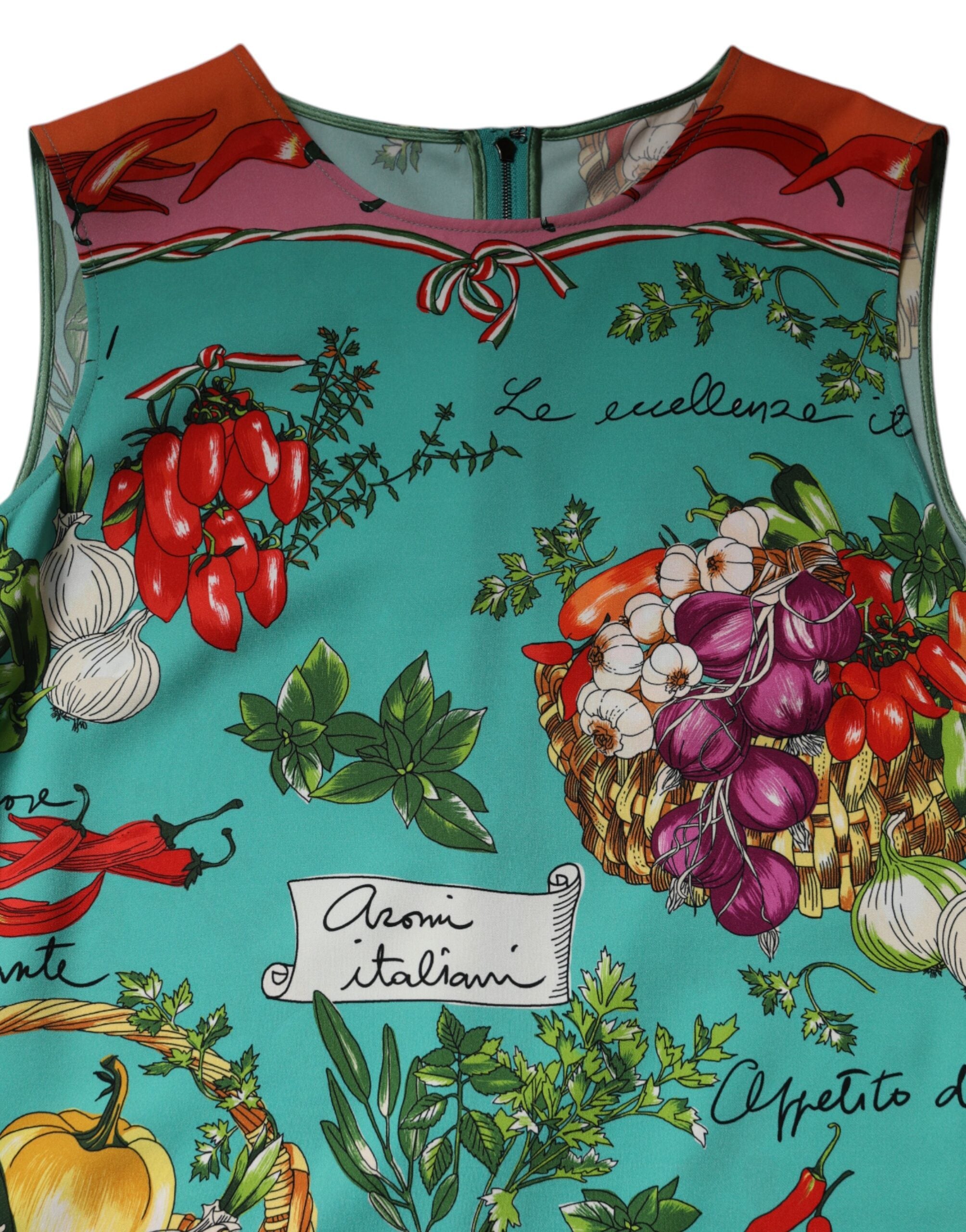 Top sin mangas de seda floral multicolor de Dolce & Gabbana-7