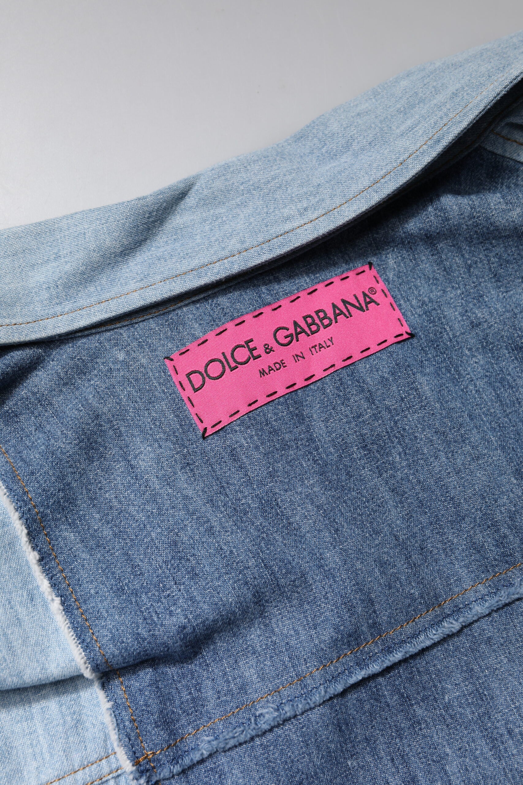 Dolce & Gabbana Blue Cotton Button-Down Long-Sleeved Top-6