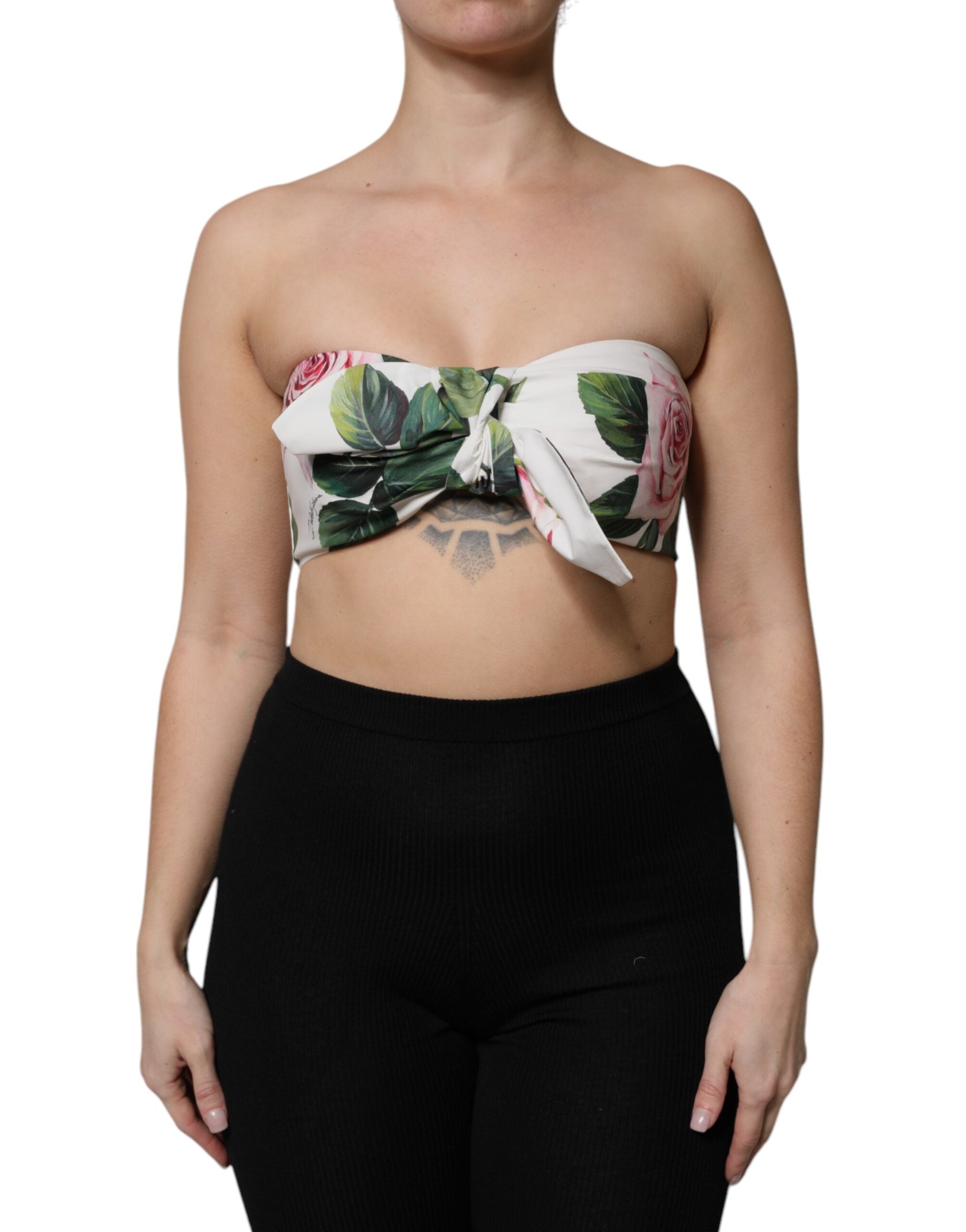 Dolce & Gabbana White Bustier Corset Top with Floral Print-2
