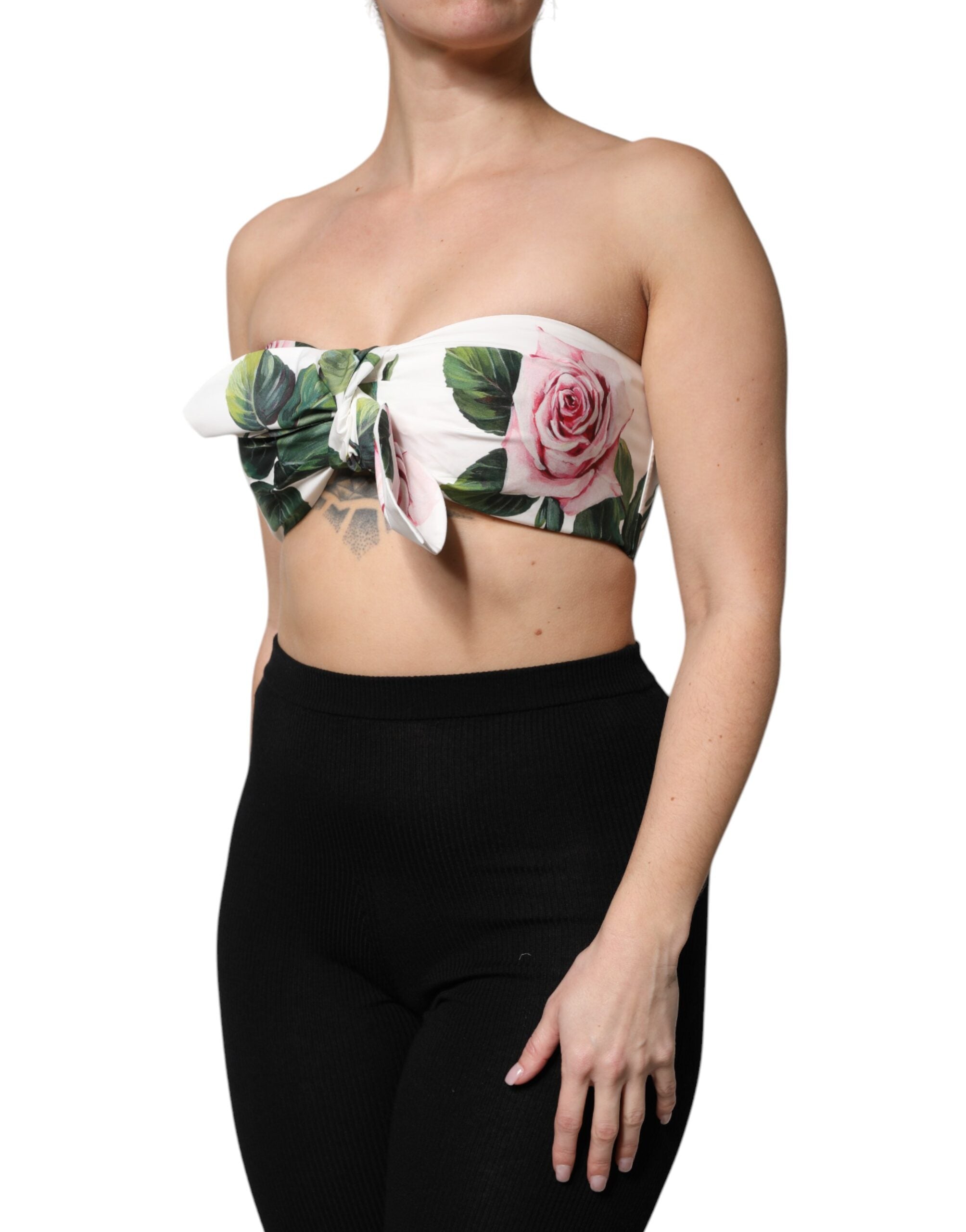 Dolce & Gabbana White Bustier Corset Top with Floral Print-3
