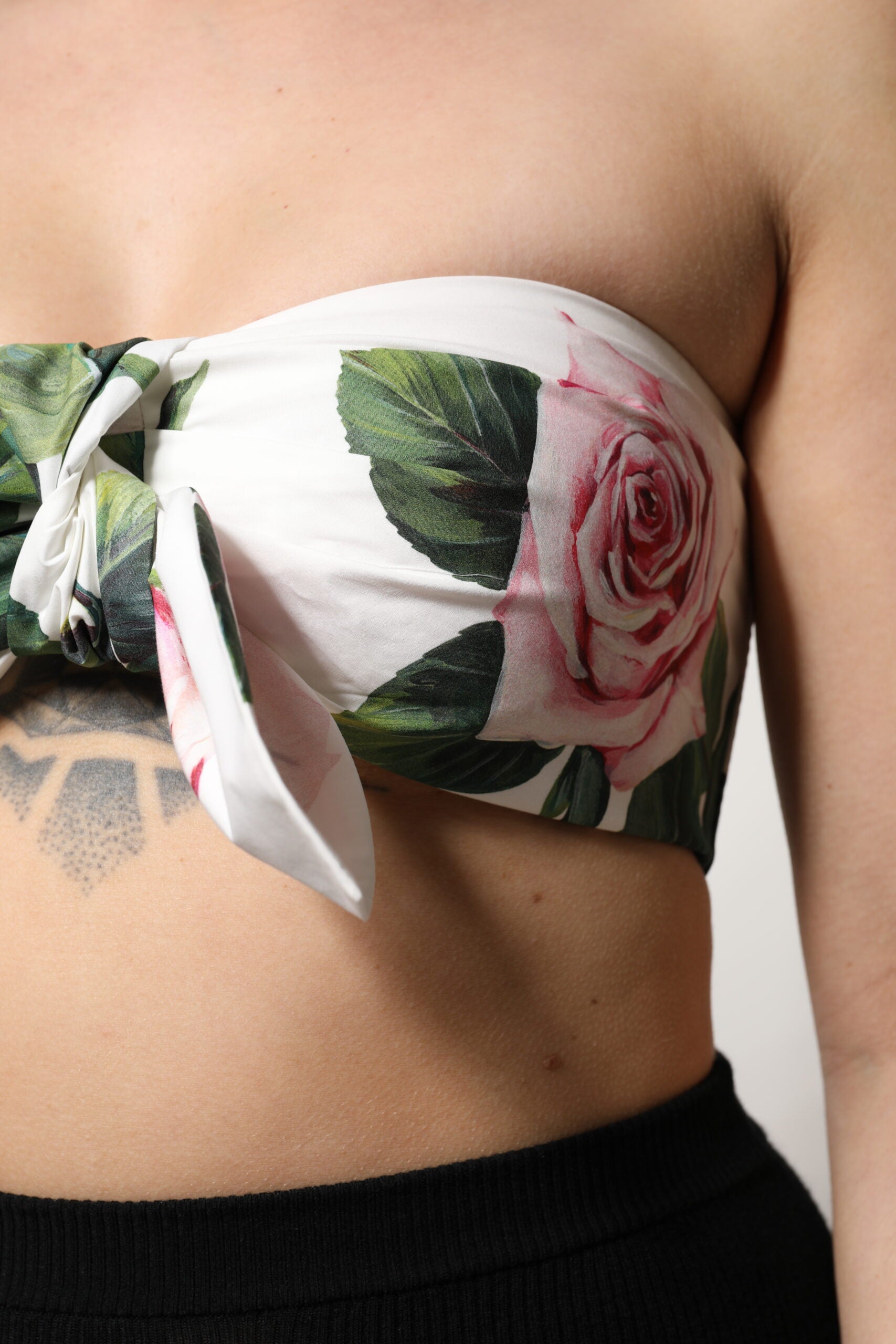 Dolce & Gabbana White Bustier Corset Top with Floral Print-5