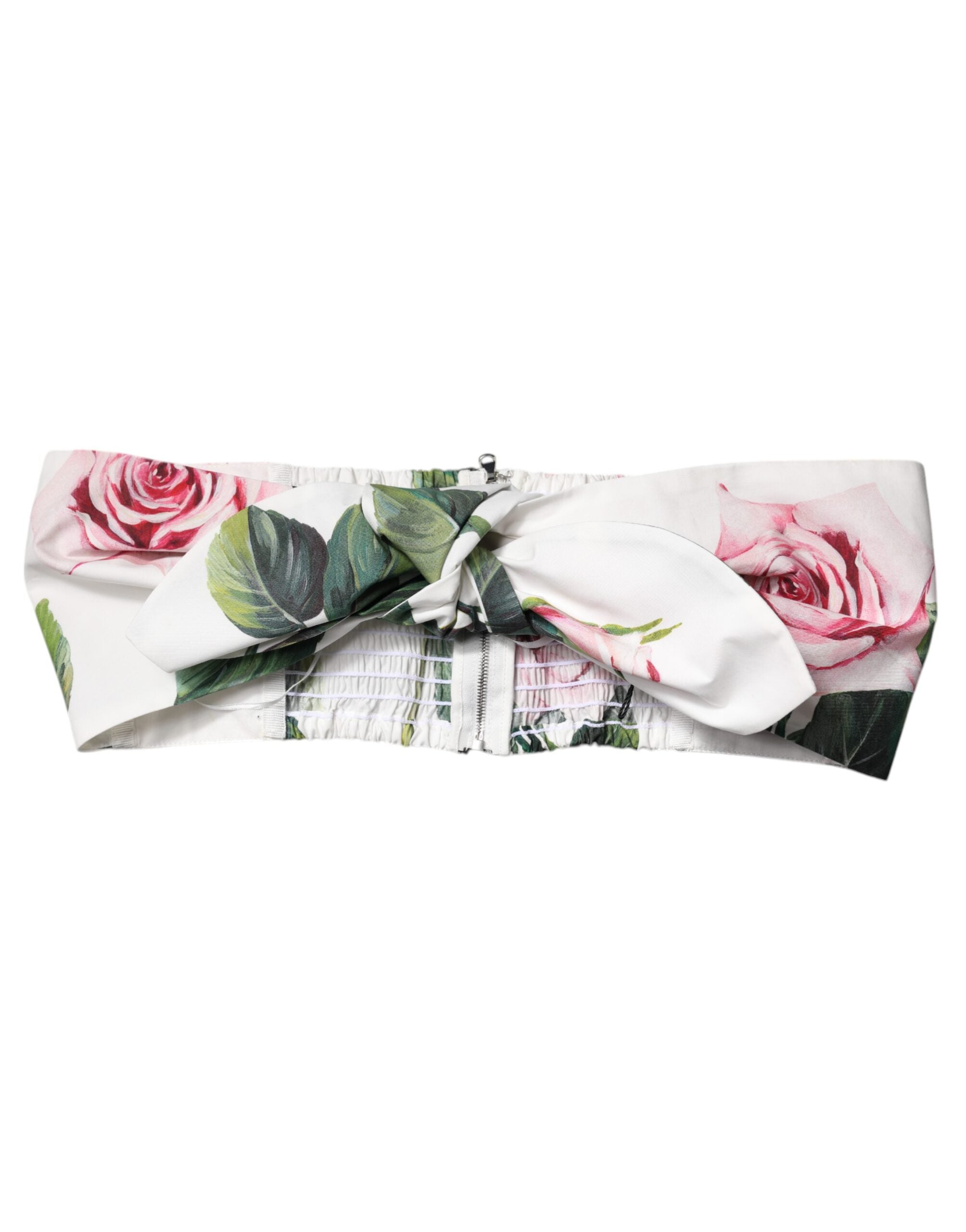 Dolce & Gabbana White Bustier Corset Top with Floral Print-6