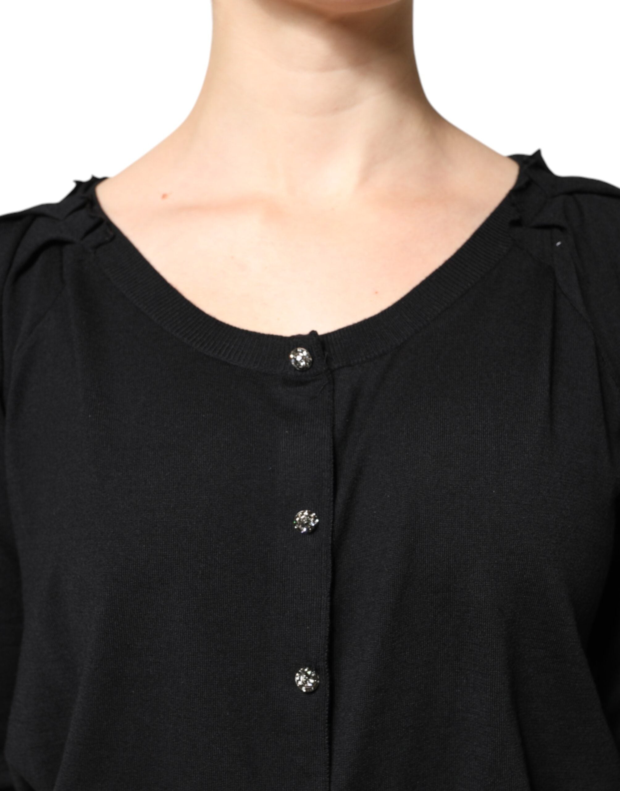Blusa negra de manga corta con botones de Dolce & Gabbana-5