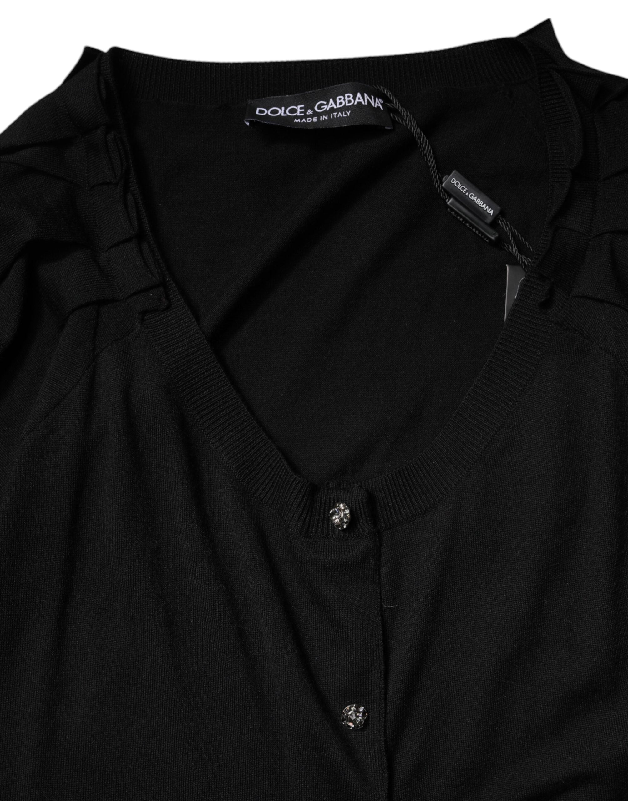 Blusa negra de manga corta con botones de Dolce & Gabbana-7