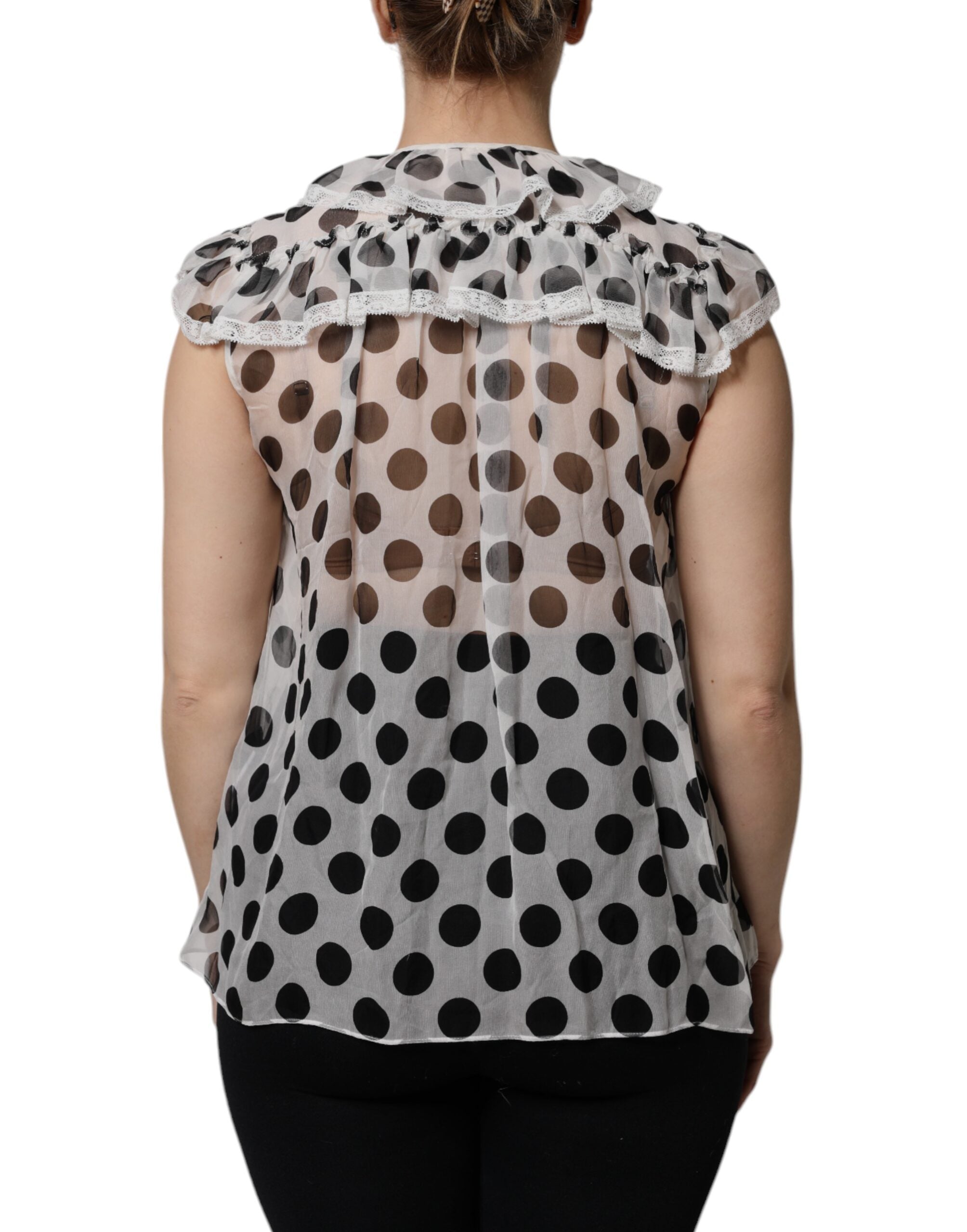 Top de algodón sin mangas con lunares blancos y negros de Dolce & Gabbana-4