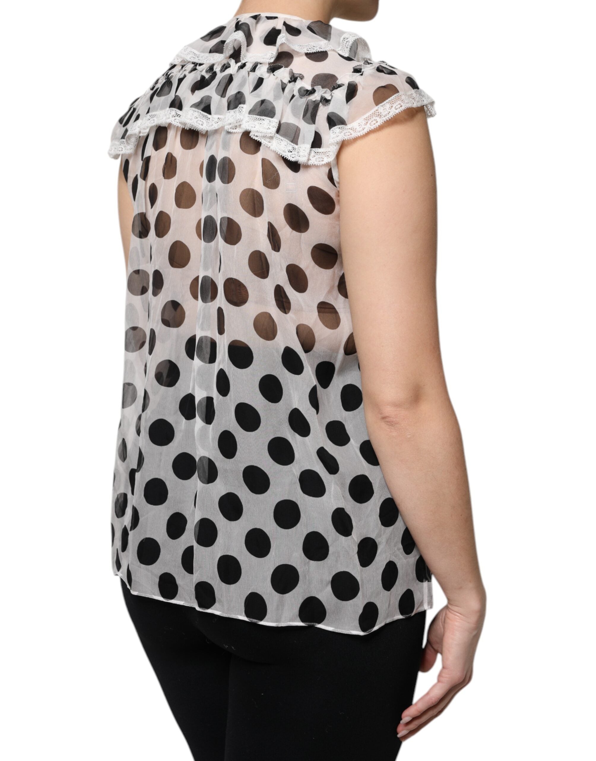 Top de algodón sin mangas con lunares blancos y negros de Dolce & Gabbana-5