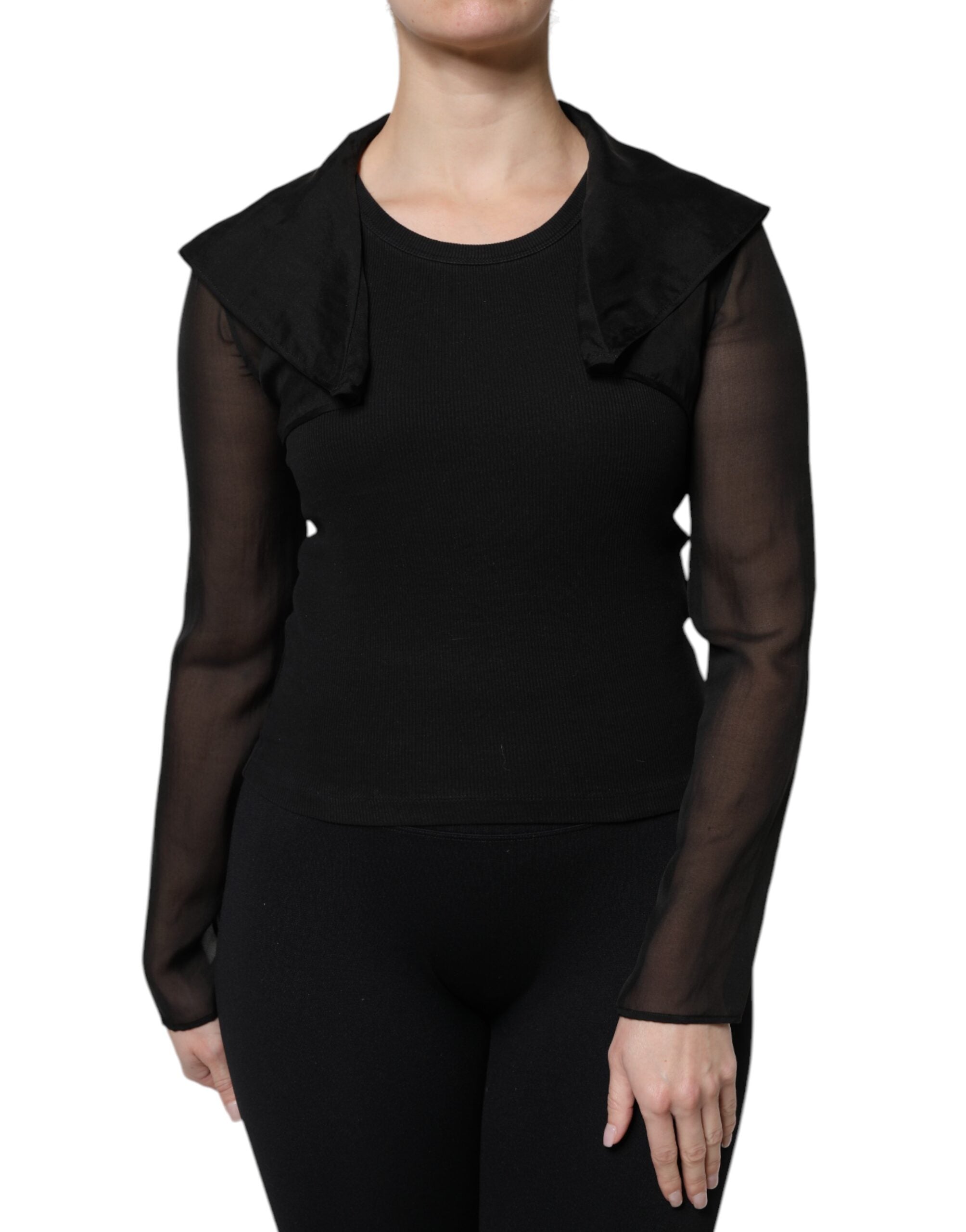 Dolce & Gabbana Black silk long-sleeved blouse top-2