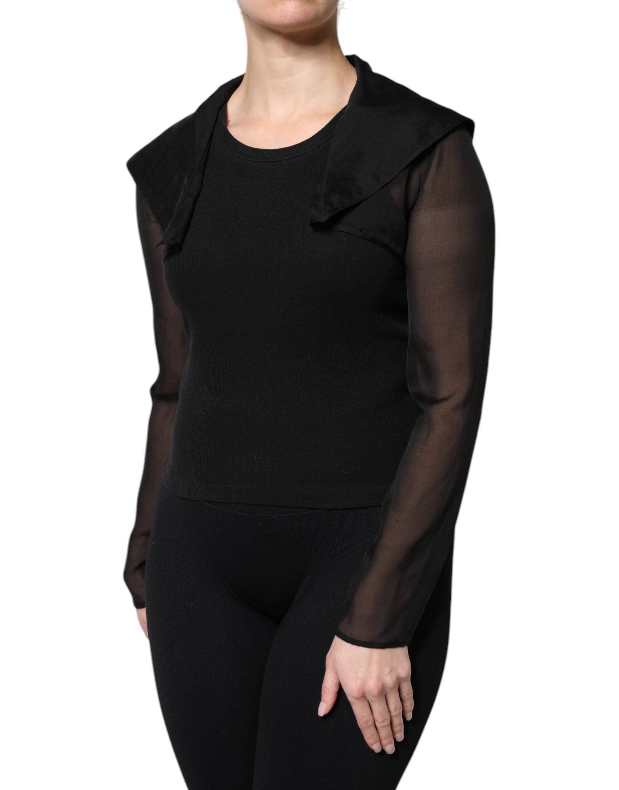 Dolce & Gabbana Black silk long-sleeved blouse top-3