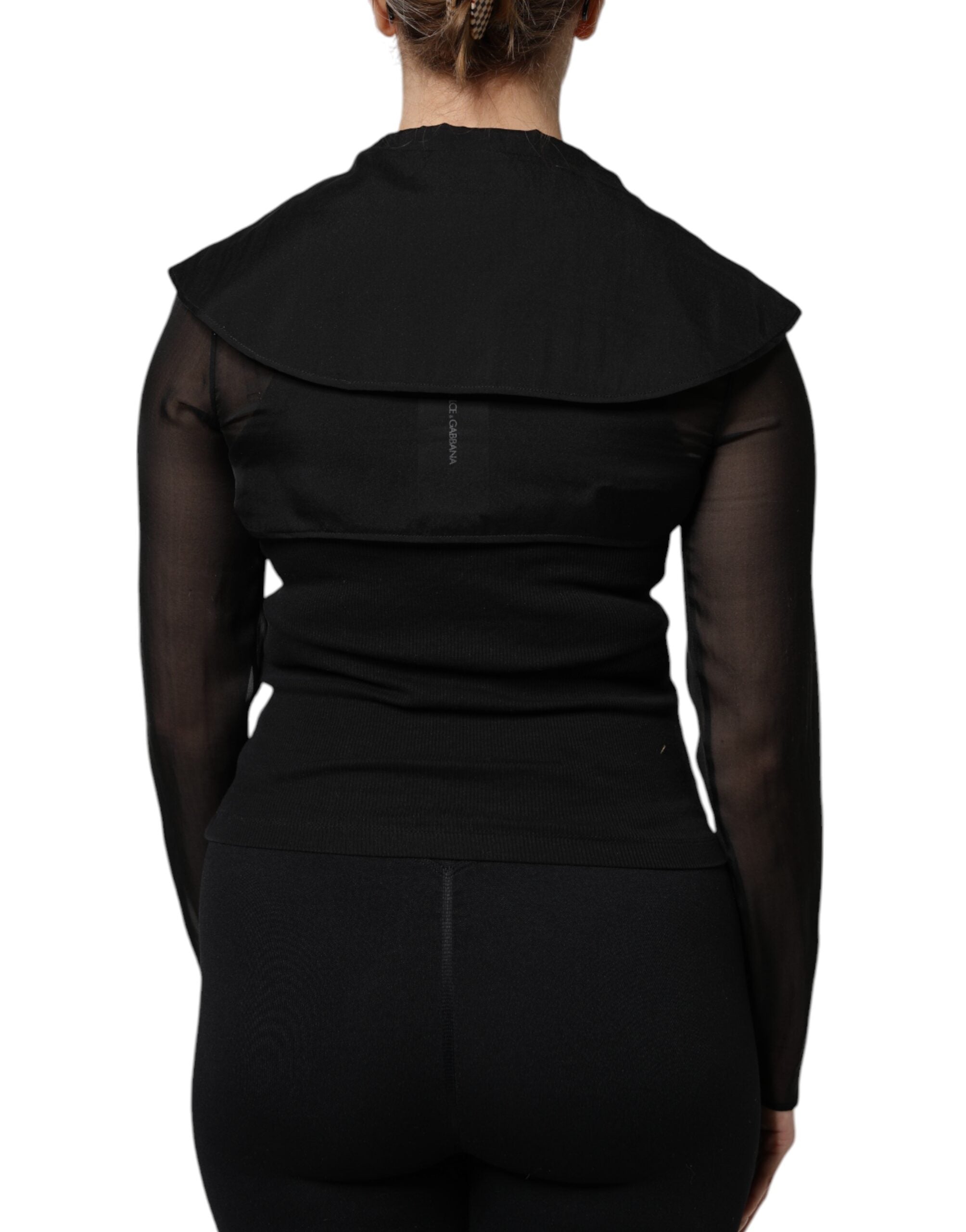 Dolce & Gabbana Black silk long-sleeved blouse top-4