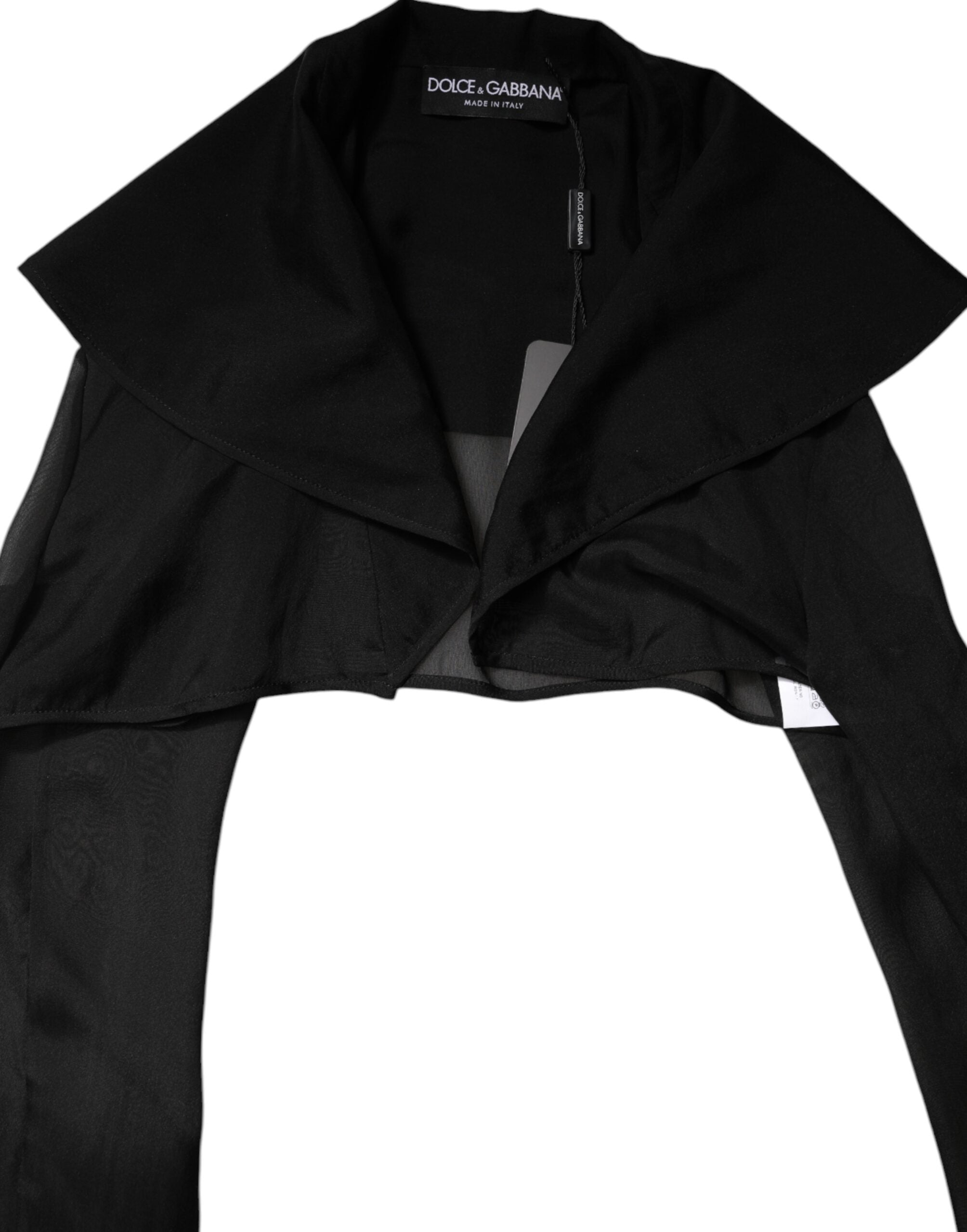 Dolce & Gabbana Black silk long-sleeved blouse top-6