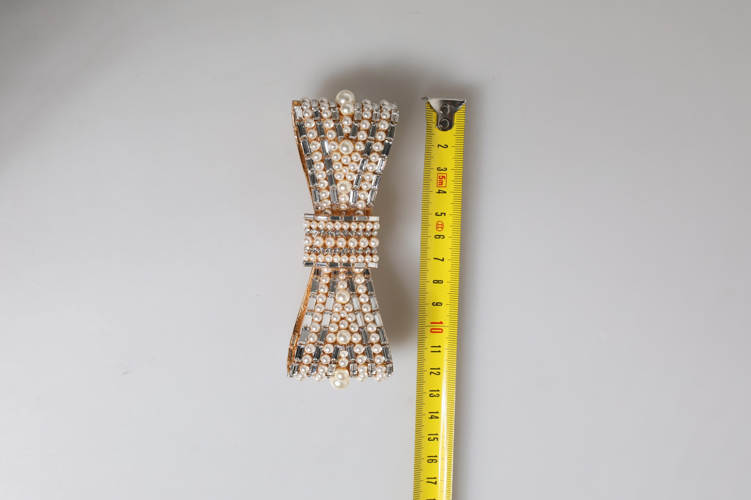 Dolce & Gabbana Gold-tone Brass Bow Crystal FauxPearl Embellished Brooch-6