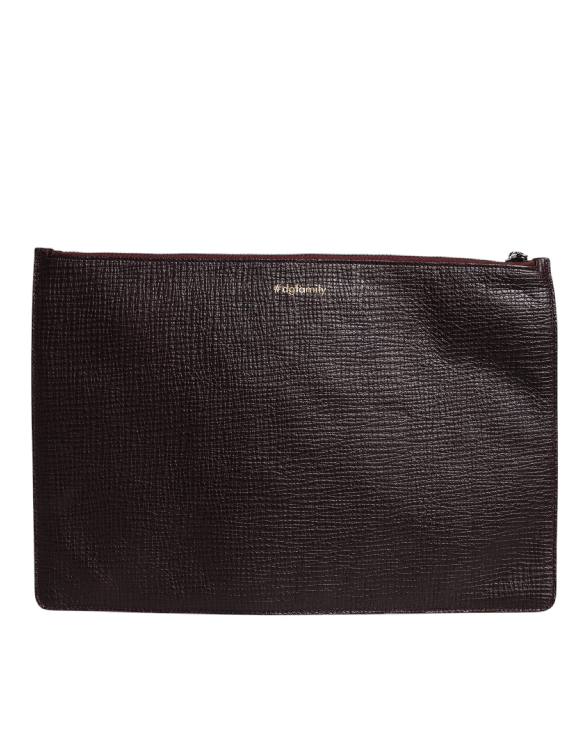 Dolce & Gabbana Brown Leather #DGFAMILY Embellished Men's Clutch Pouch Bag-4