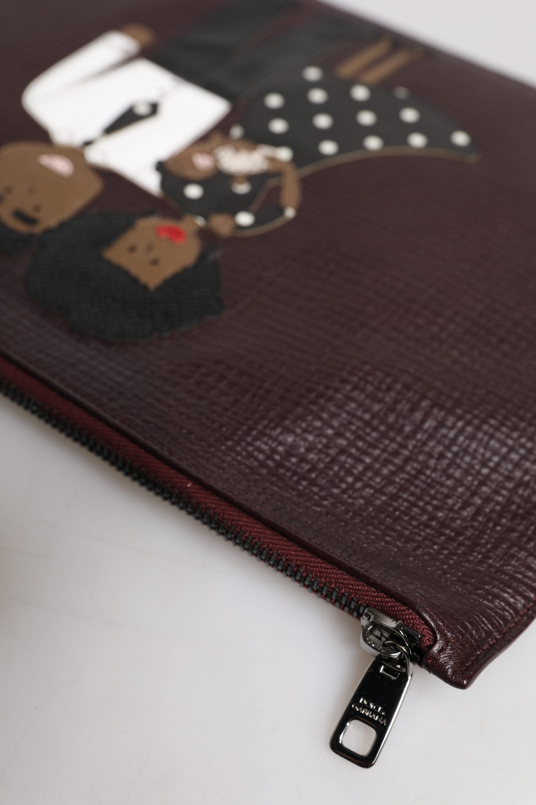 Dolce & Gabbana Brown Leather #DGFAMILY Embellished Men's Clutch Pouch Bag-5