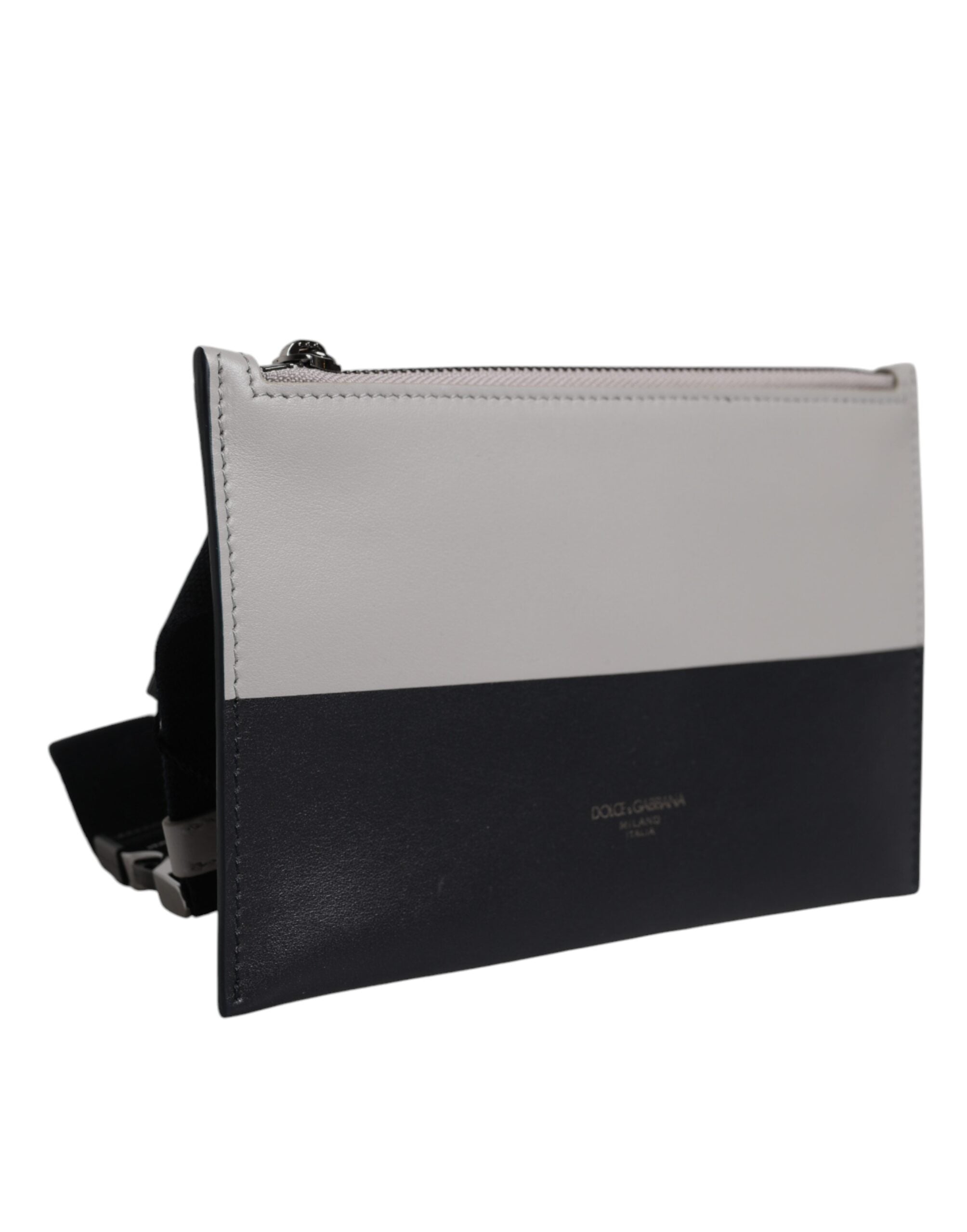 Dolce & Gabbana black and white leather crossbody bag with logo embossing-4