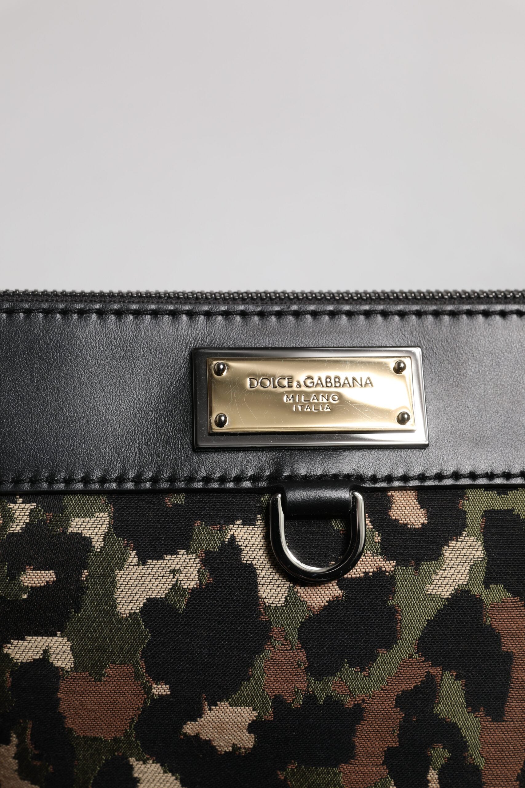 Dolce & Gabbana Multicolor Leopard Jacquard Print Logo Plaque Pouch Tasche-6