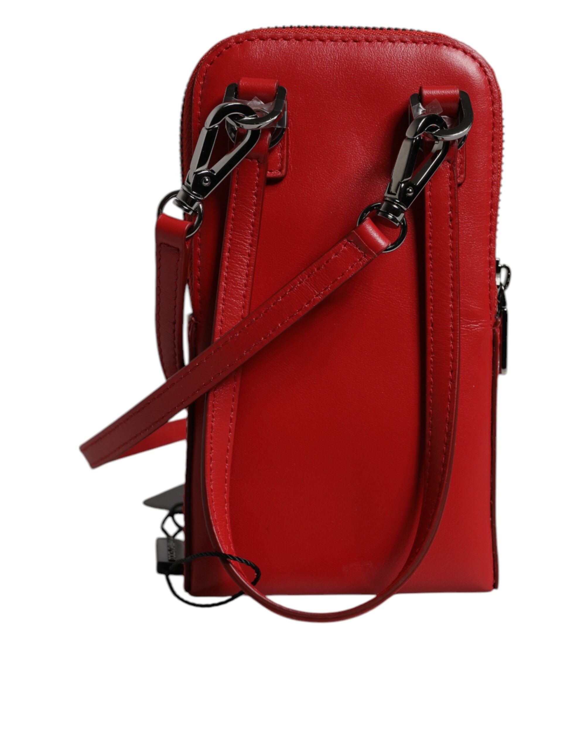 Dolce & Gabbana Red Leather Wallet Phone Sling Crossbody Neck Strap Bag-4