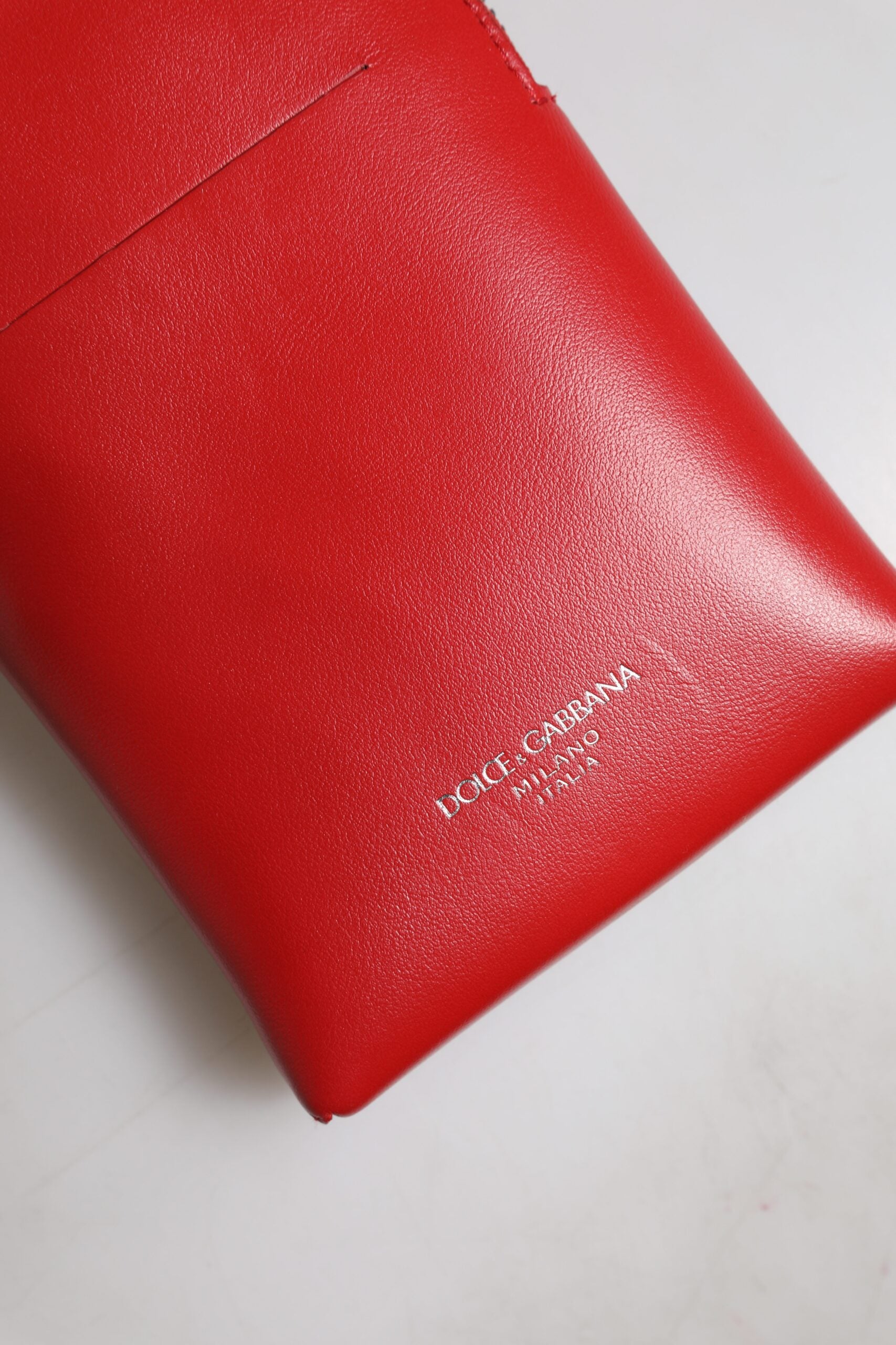 Dolce & Gabbana Red Leather Wallet Phone Sling Crossbody Neck Strap Bag-5