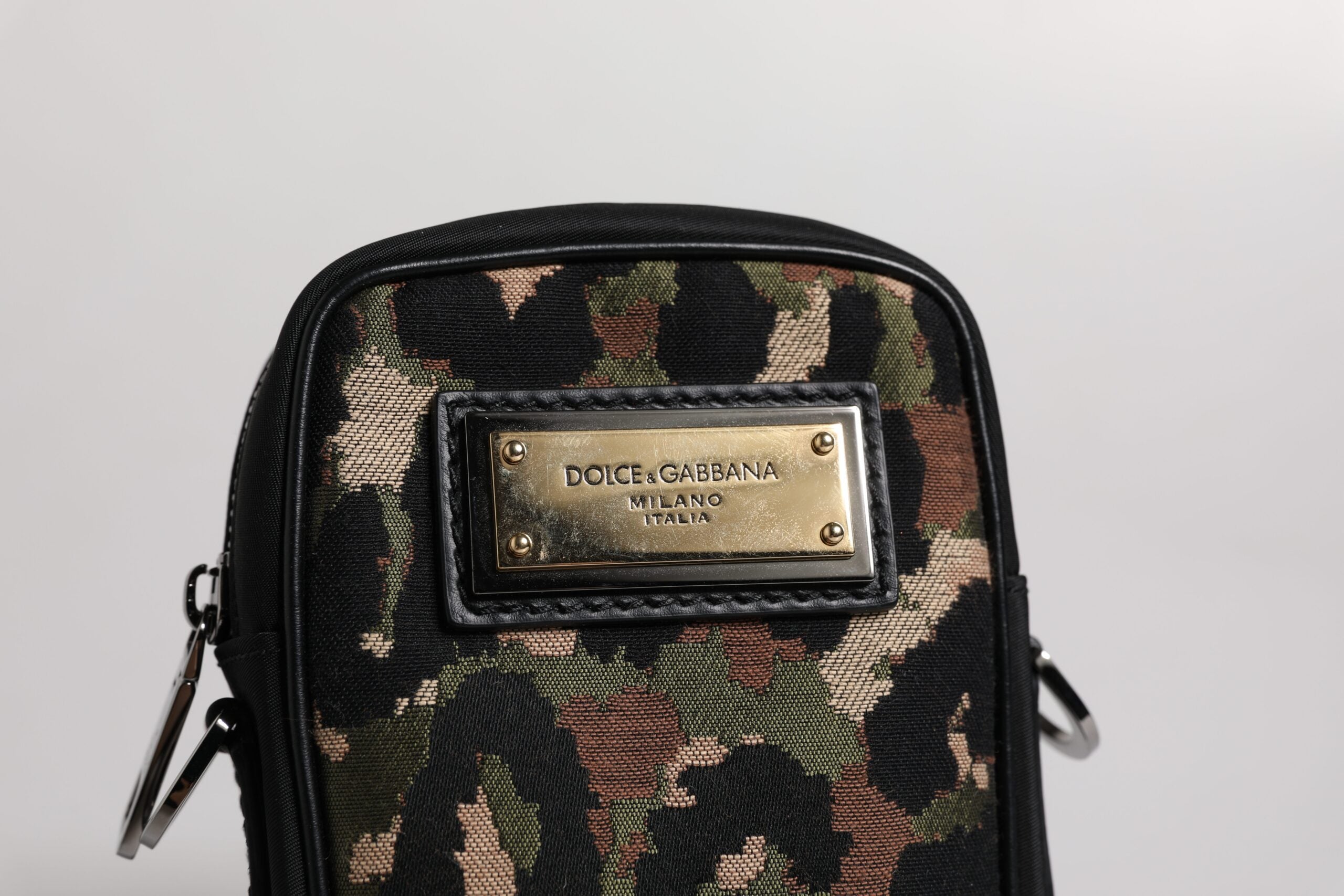 Dolce & Gabbana Multicolor Leopard Jacquard Logo Plaque Halsband Tasche-6