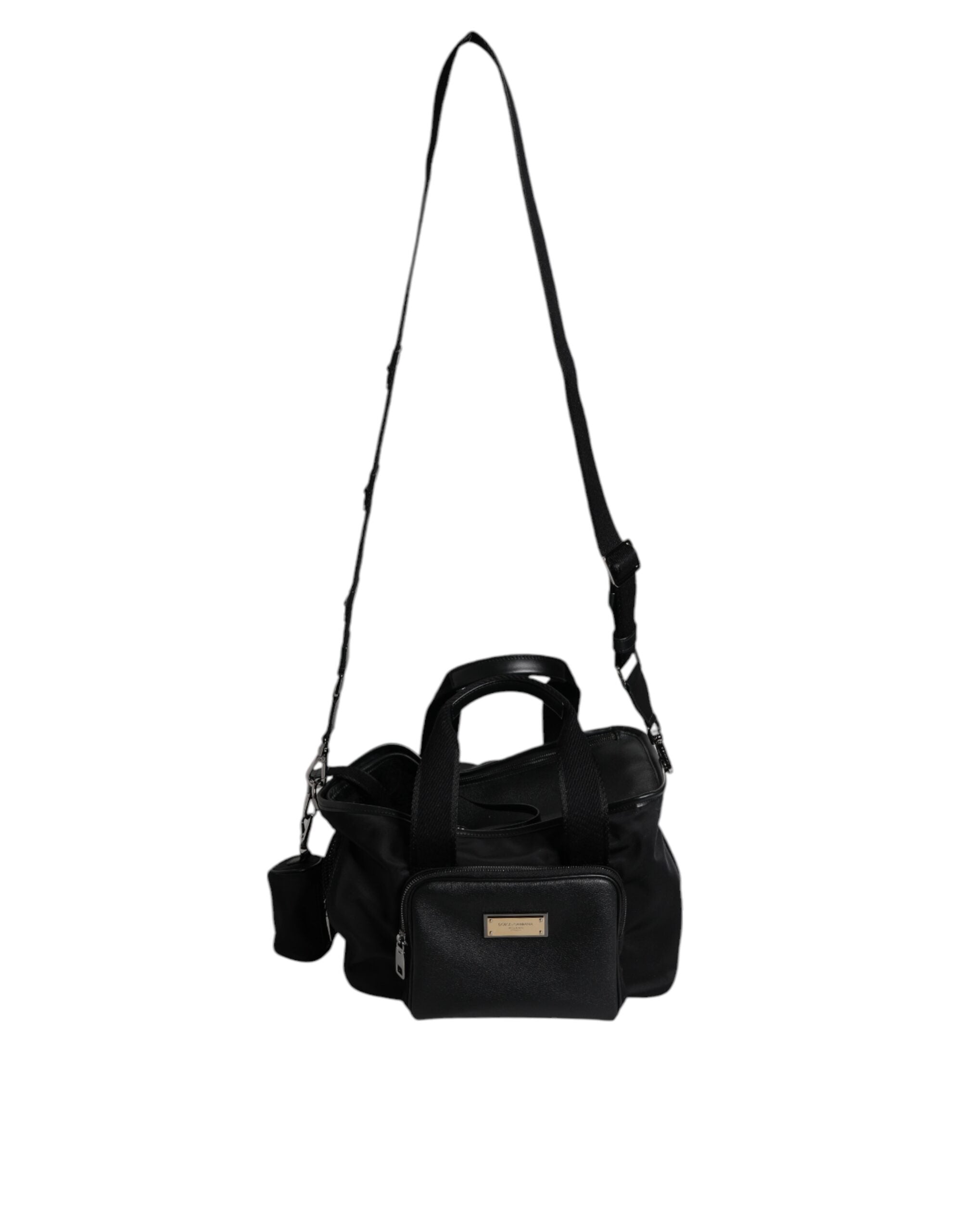 Bolso Dolce & Gabbana con correa de hombro negra y placa con el logotipo para mascotas-8
