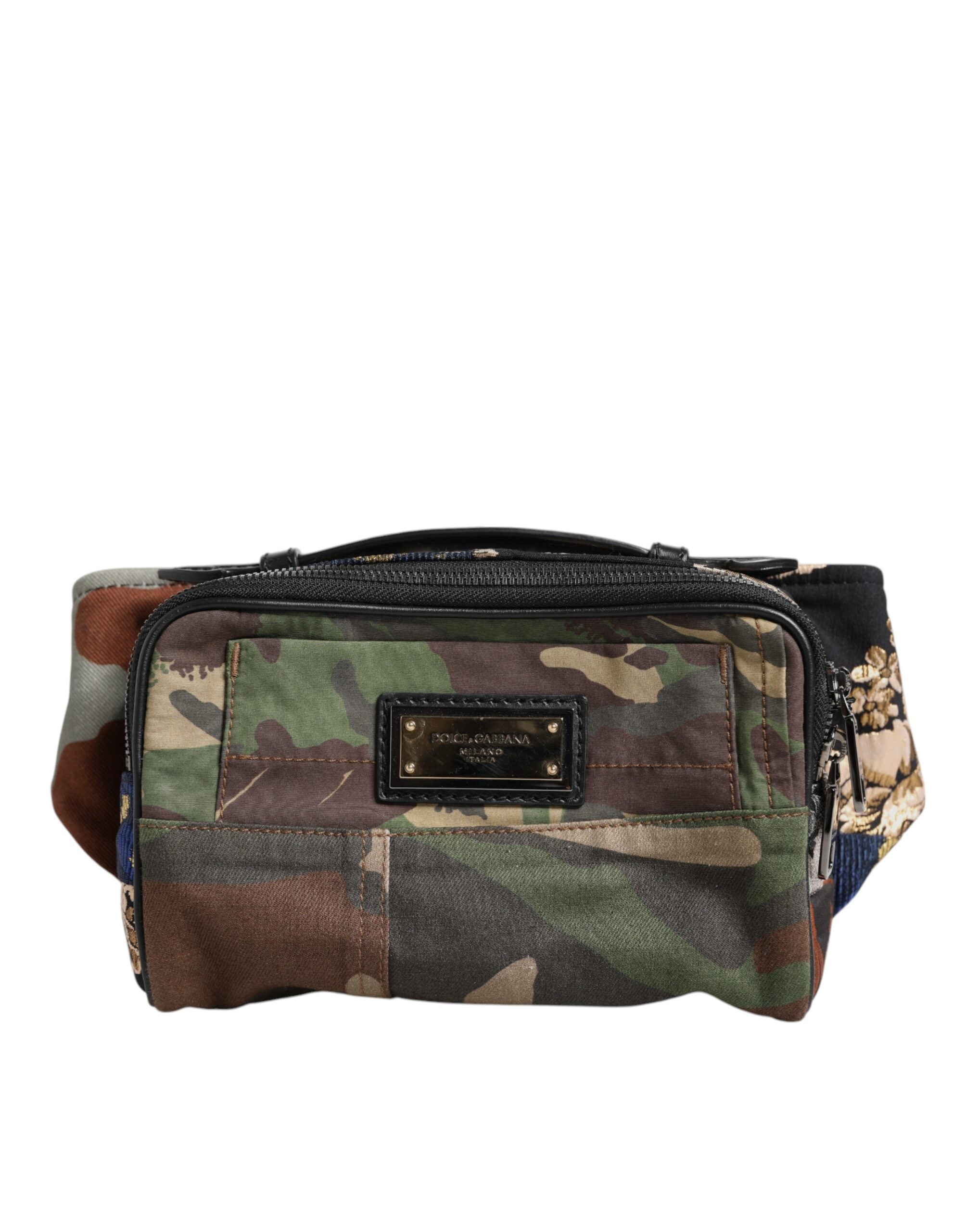 Dolce & Gabbana Multicolor Camouflage Patchwork Logo Waist Belt Bag-1