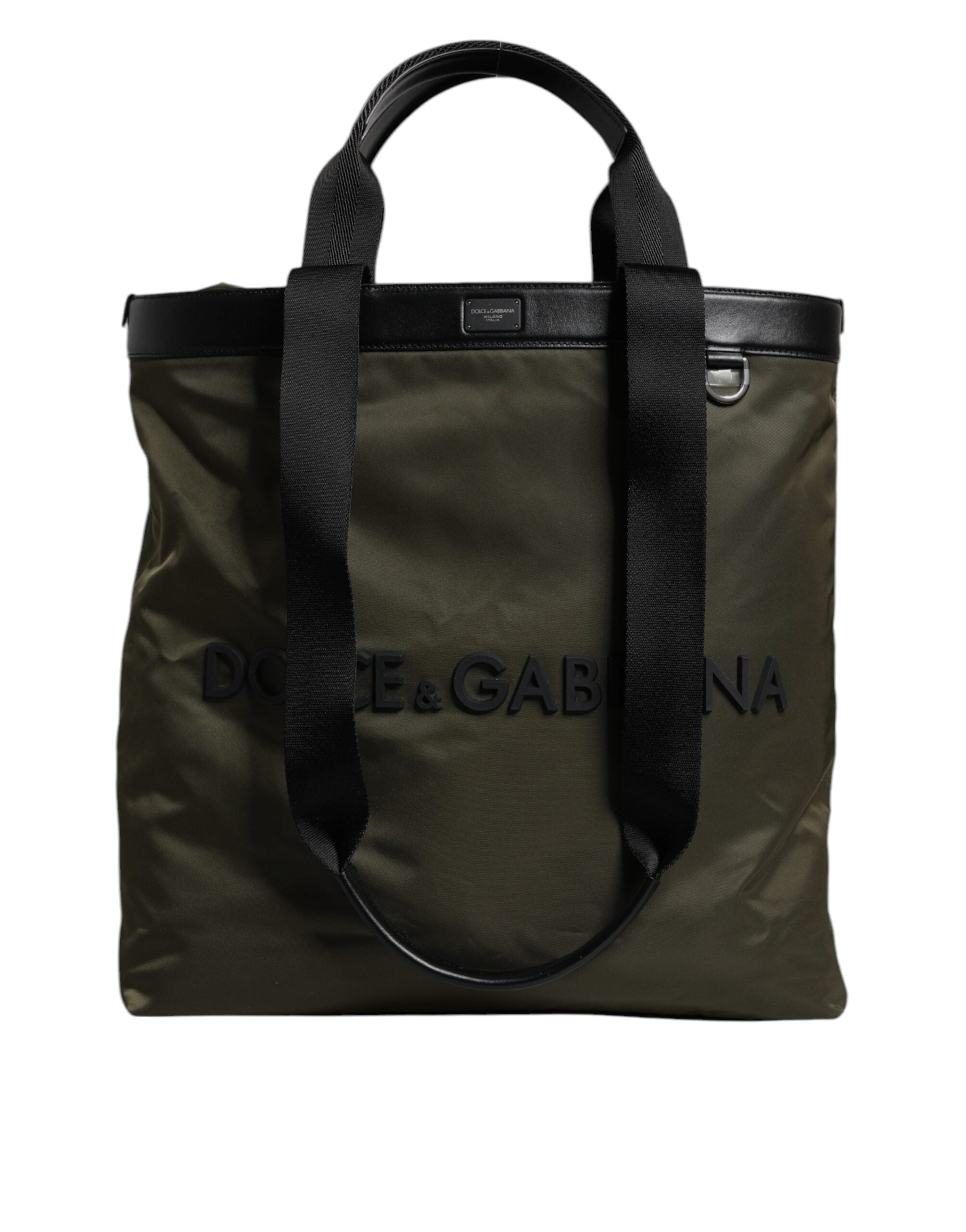 Dolce & Gabbana Militärische grüne Nylon-Schulterriemen-Tragetasche-1
