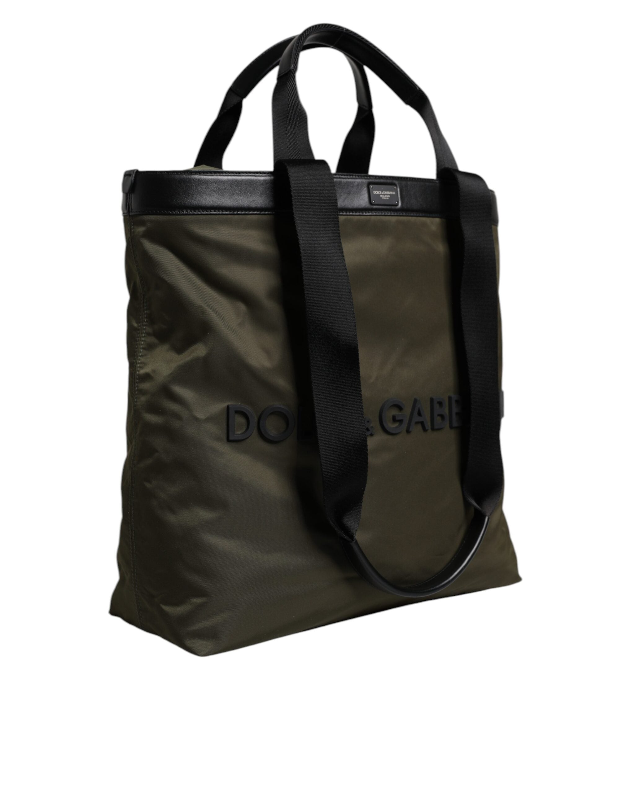 Dolce & Gabbana Militärische grüne Nylon-Schulterriemen-Tragetasche-4