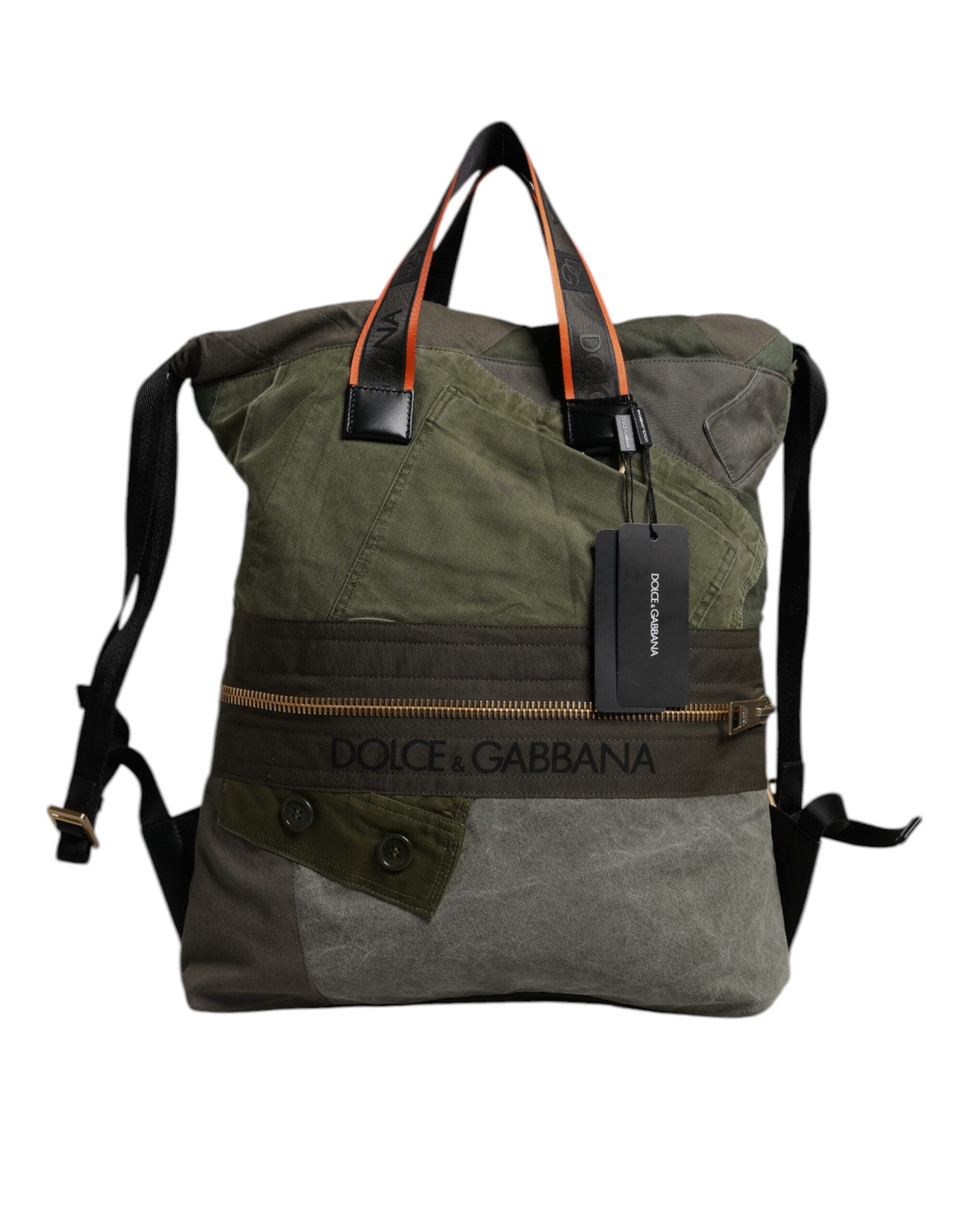 Dolce & Gabbana Militär Grün Patchwork Rucksack Rucksack Tasche-1