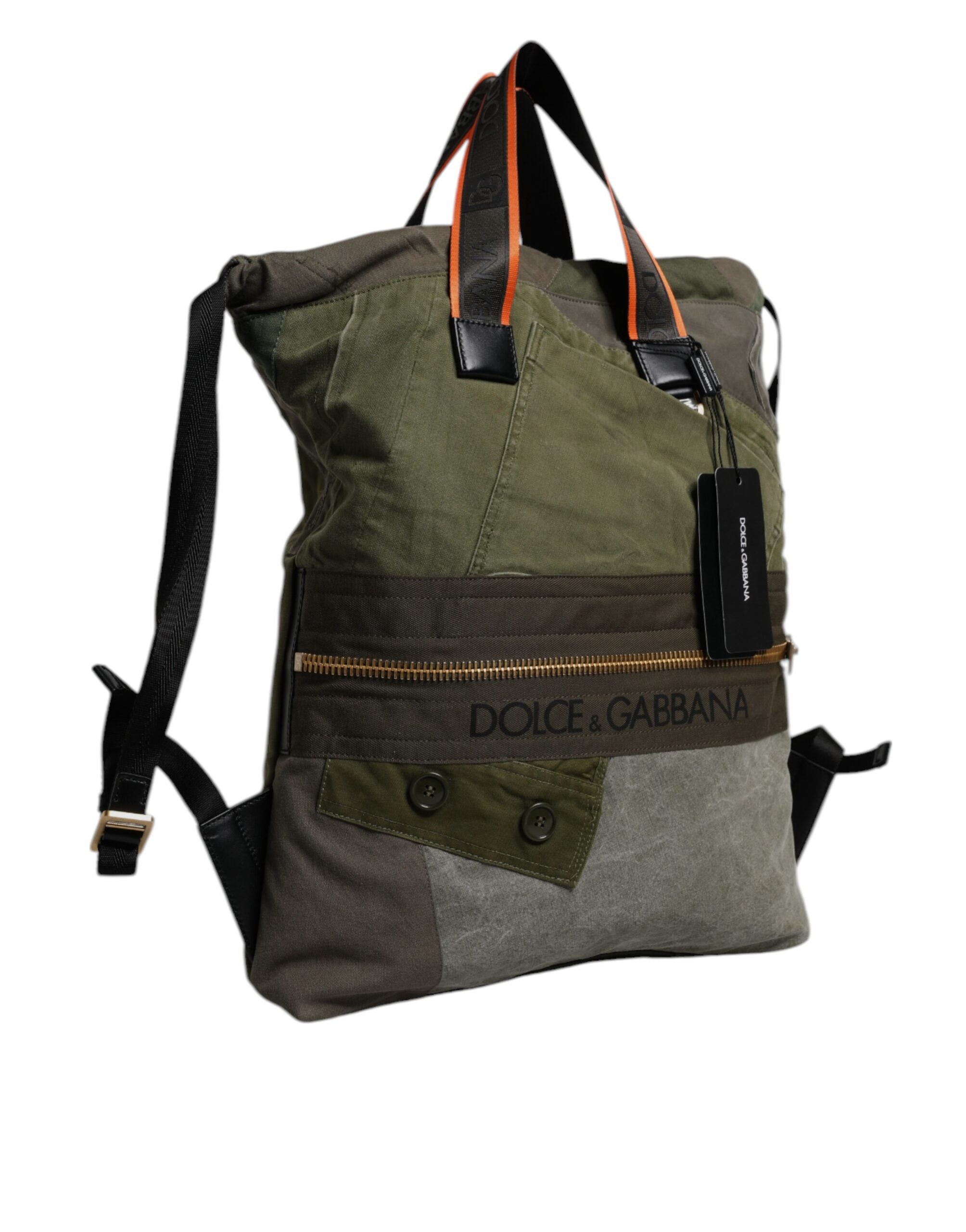 Dolce & Gabbana Militär Grün Patchwork Rucksack Rucksack Tasche-3