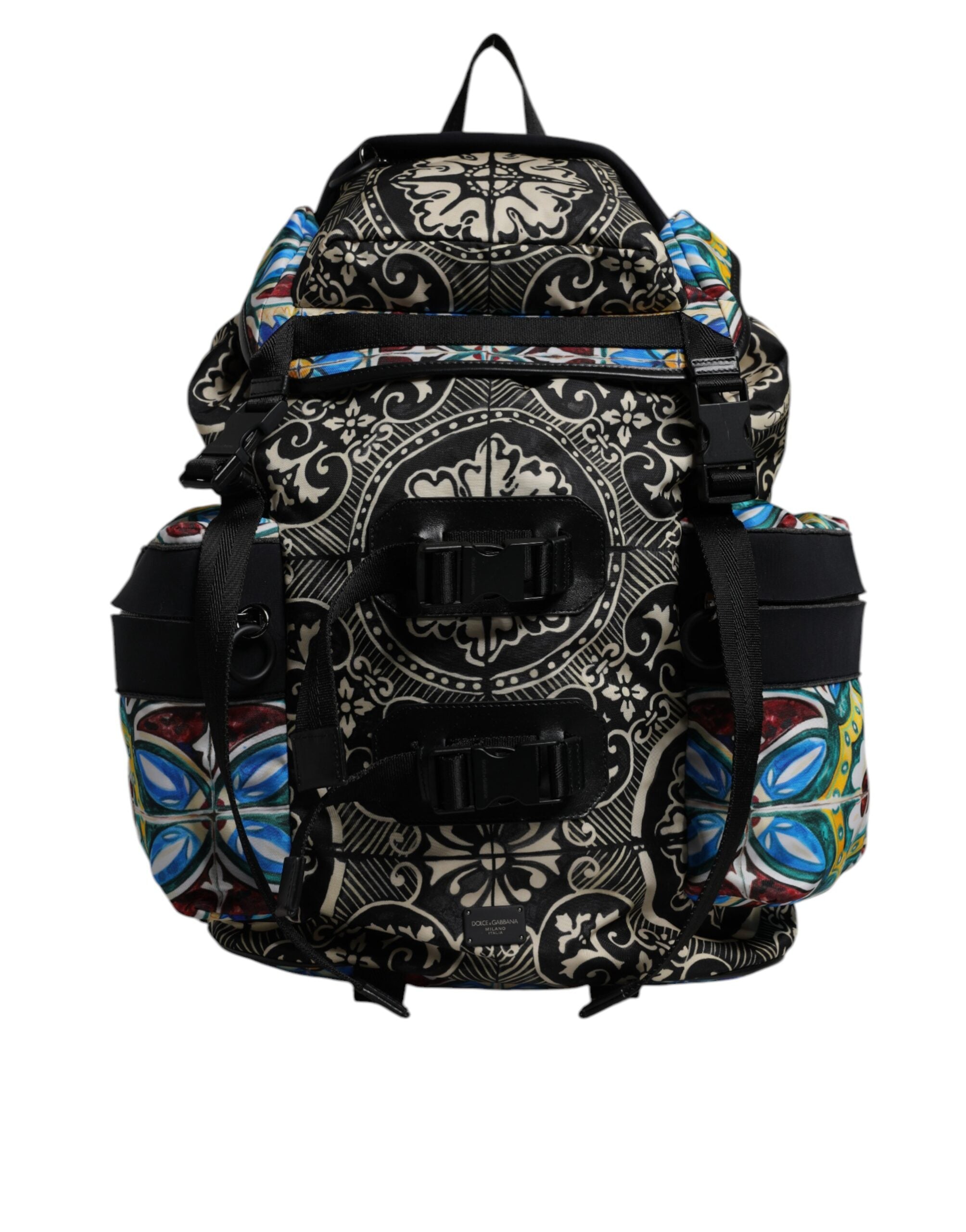 Dolce & Gabbana Multicolor Maiolica Print Nylon Backpack Bag-1