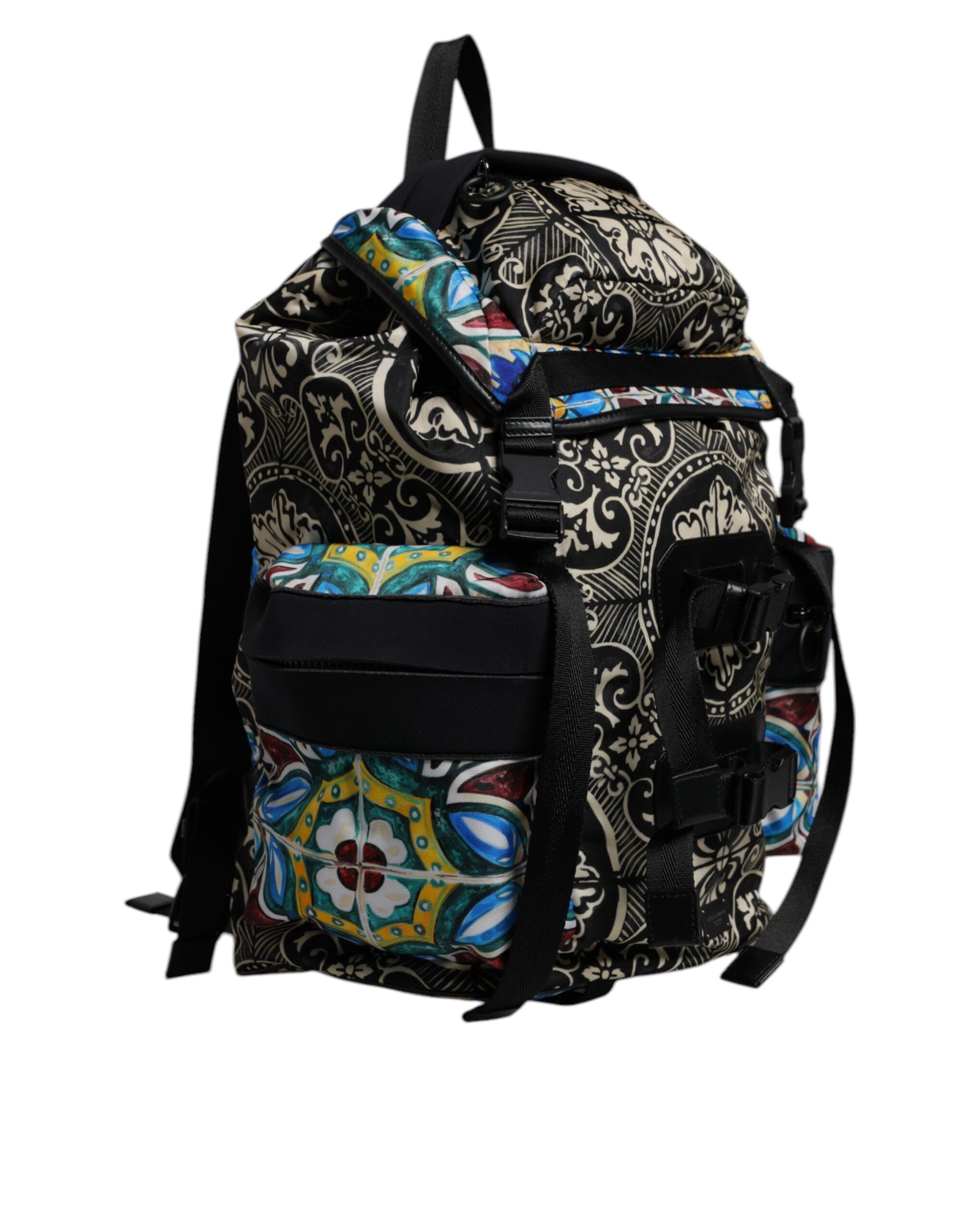 Dolce & Gabbana Multicolor Maiolica Print Nylon Backpack Bag-3