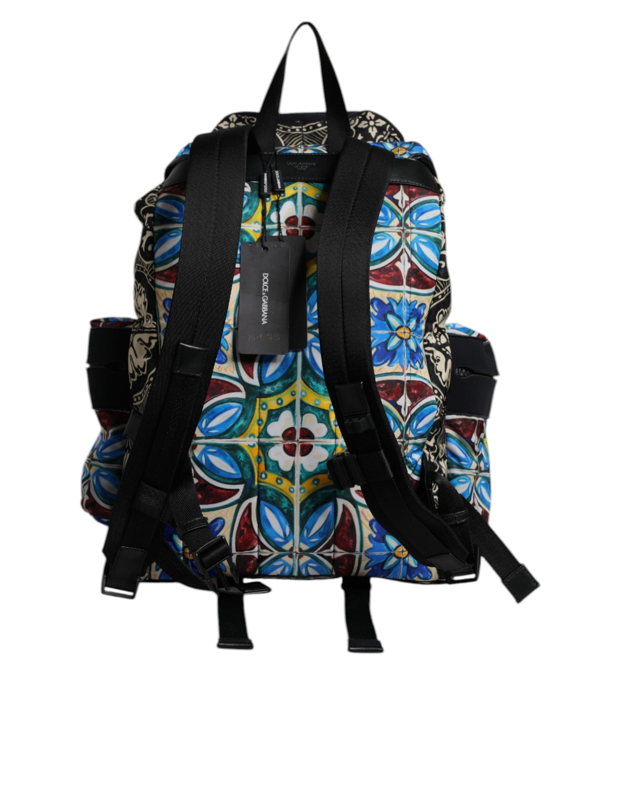 Dolce & Gabbana Multicolor Maiolica Print Nylon Backpack Bag-4