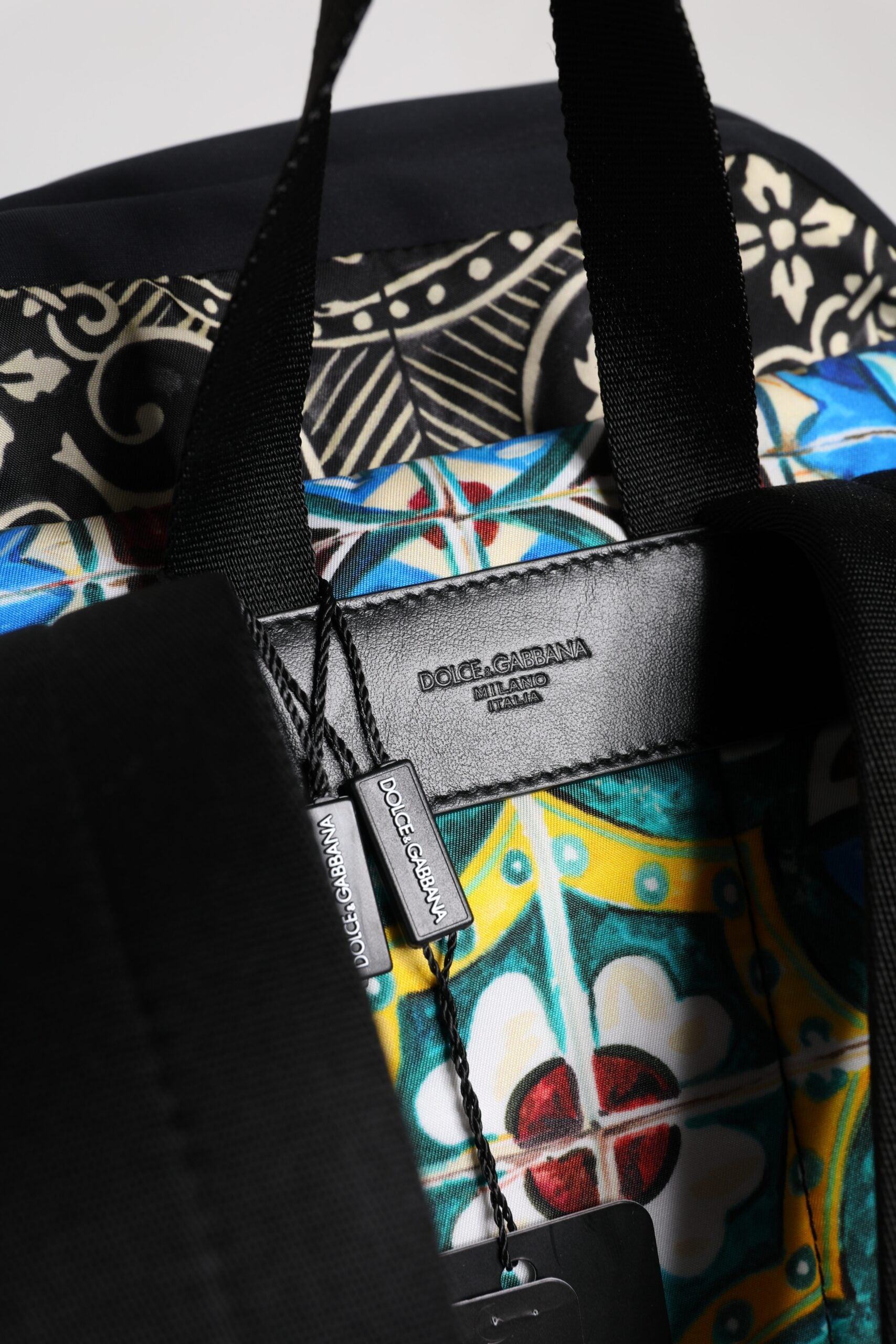Dolce & Gabbana Multicolor Maiolica Print Nylon Backpack Bag-5
