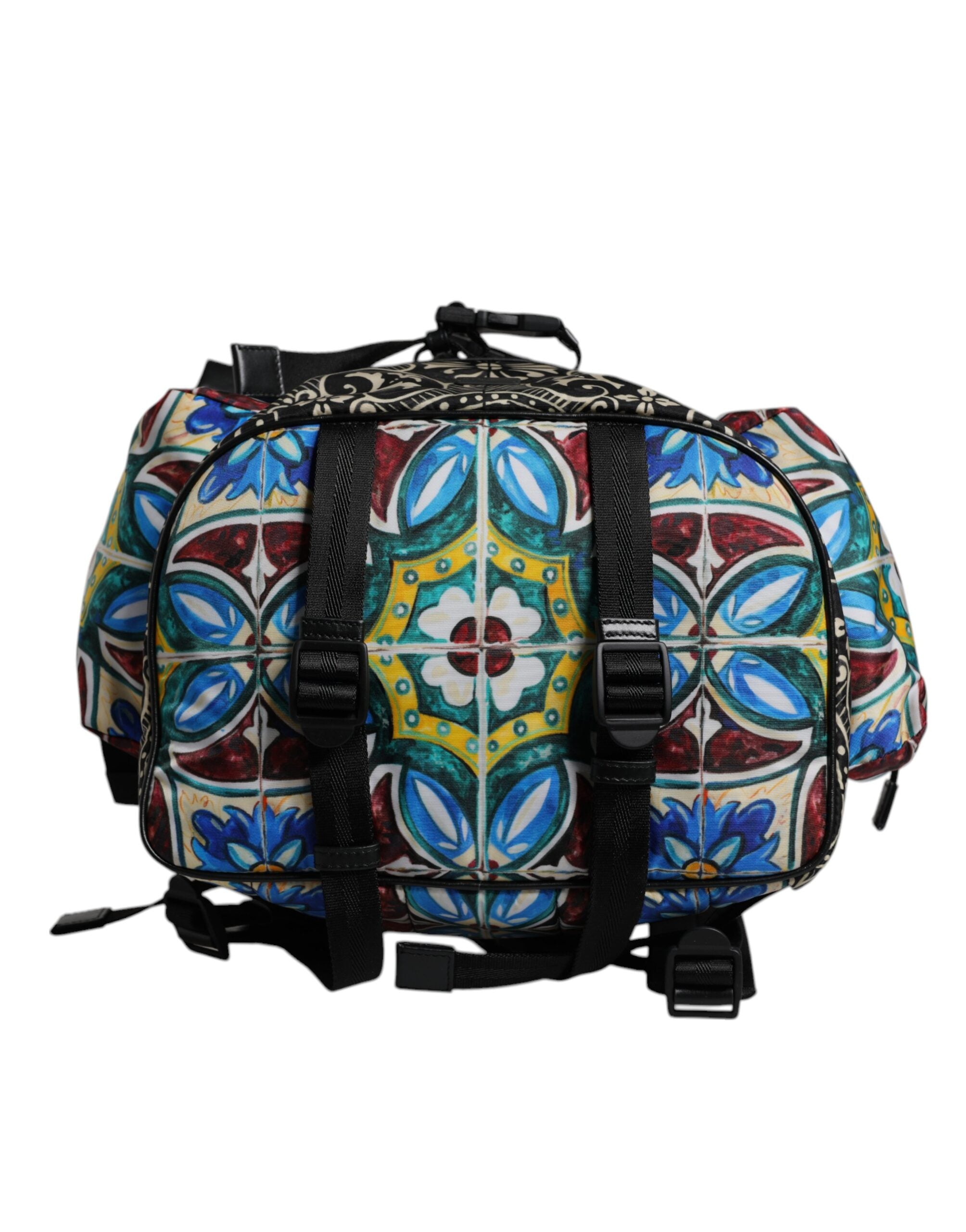 Dolce & Gabbana Multicolor Maiolica Print Nylon Backpack Bag-6
