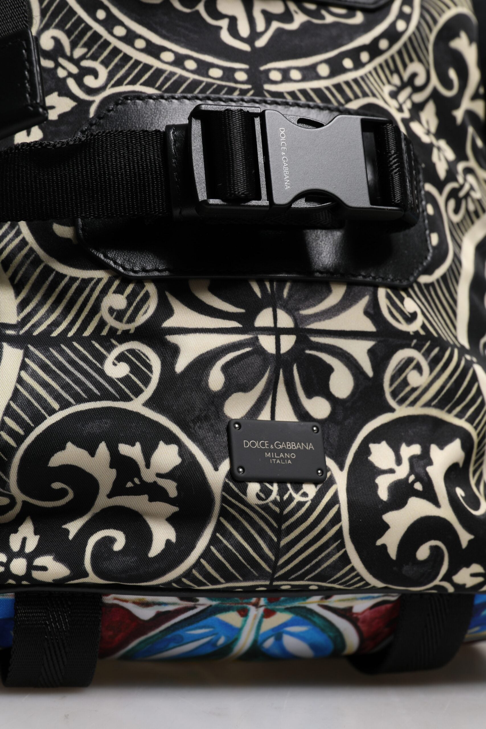 Dolce & Gabbana Multicolor Maiolica Print Nylon Backpack Bag-7