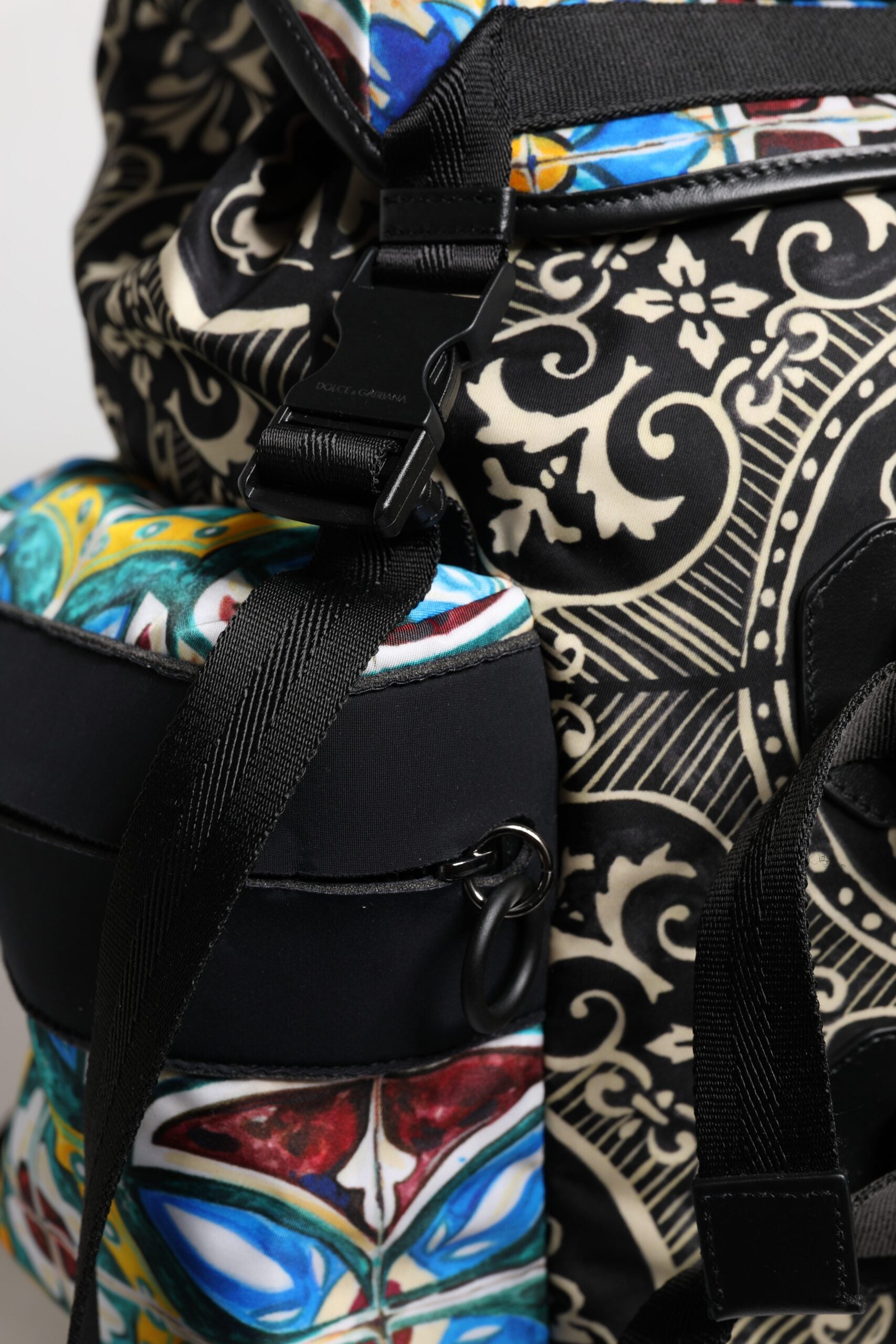 Dolce & Gabbana Multicolor Maiolica Print Nylon Backpack Bag-8