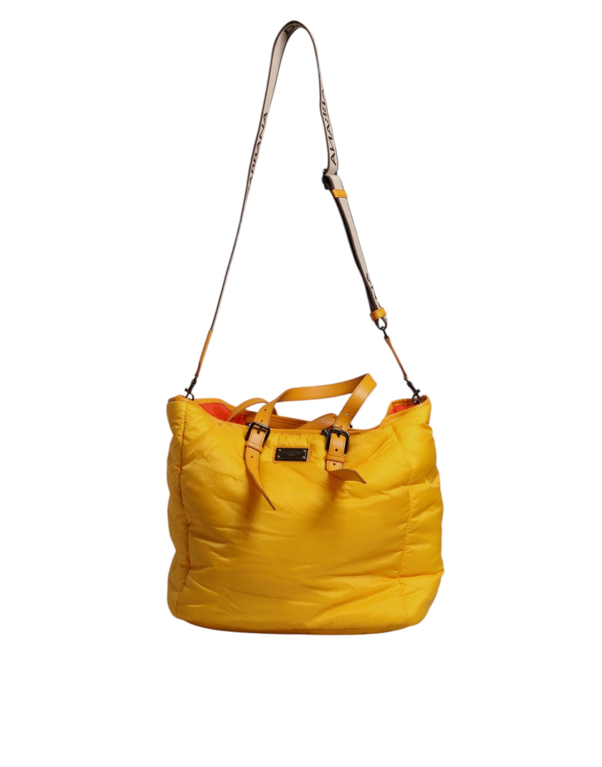 Dolce & Gabbana Yellow Orange Nylon Logo Plaque Hand Shoulder Duffle Bag-2