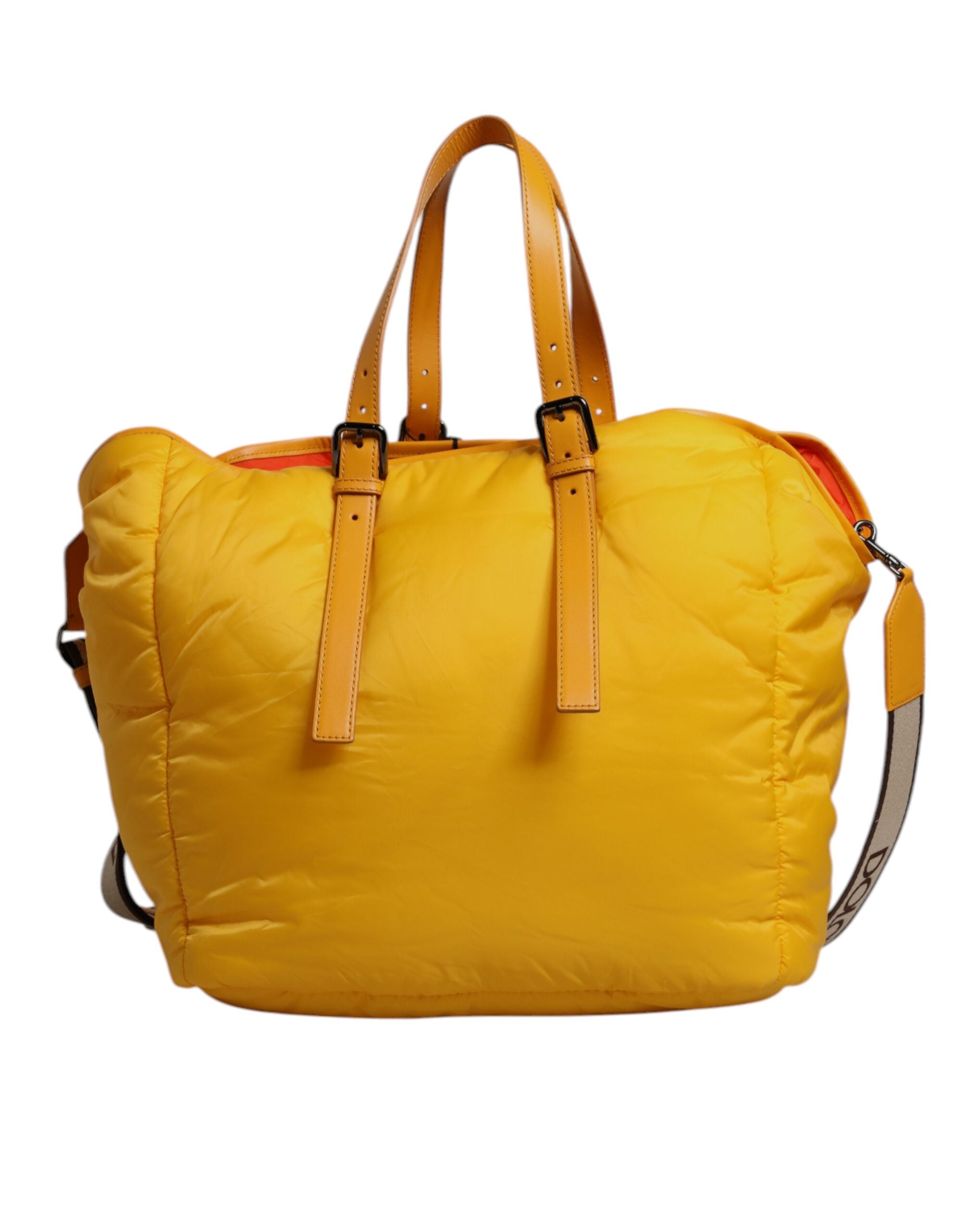 Dolce & Gabbana Yellow Orange Nylon Logo Plaque Hand Shoulder Duffle Bag-5