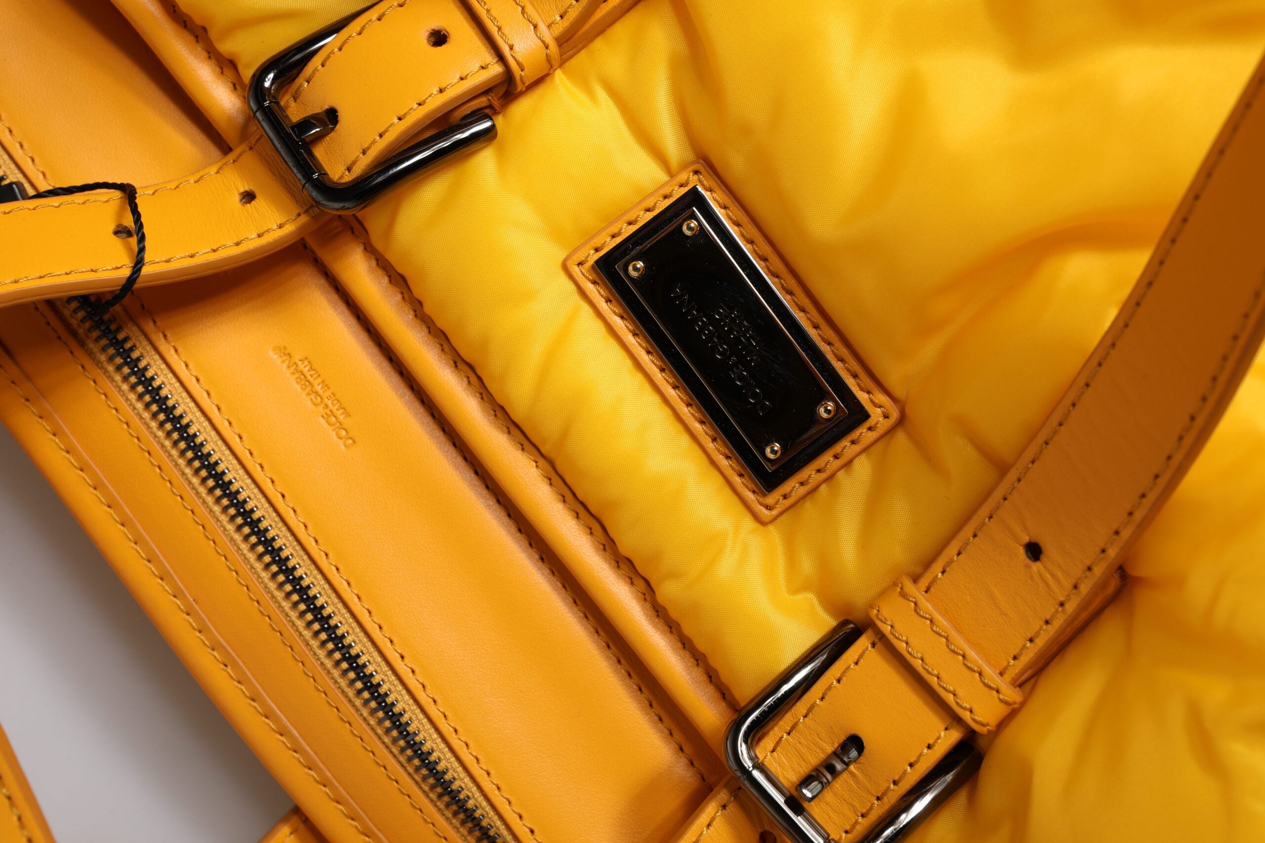 Dolce & Gabbana Yellow Orange Nylon Logo Plaque Hand Shoulder Duffle Bag-7
