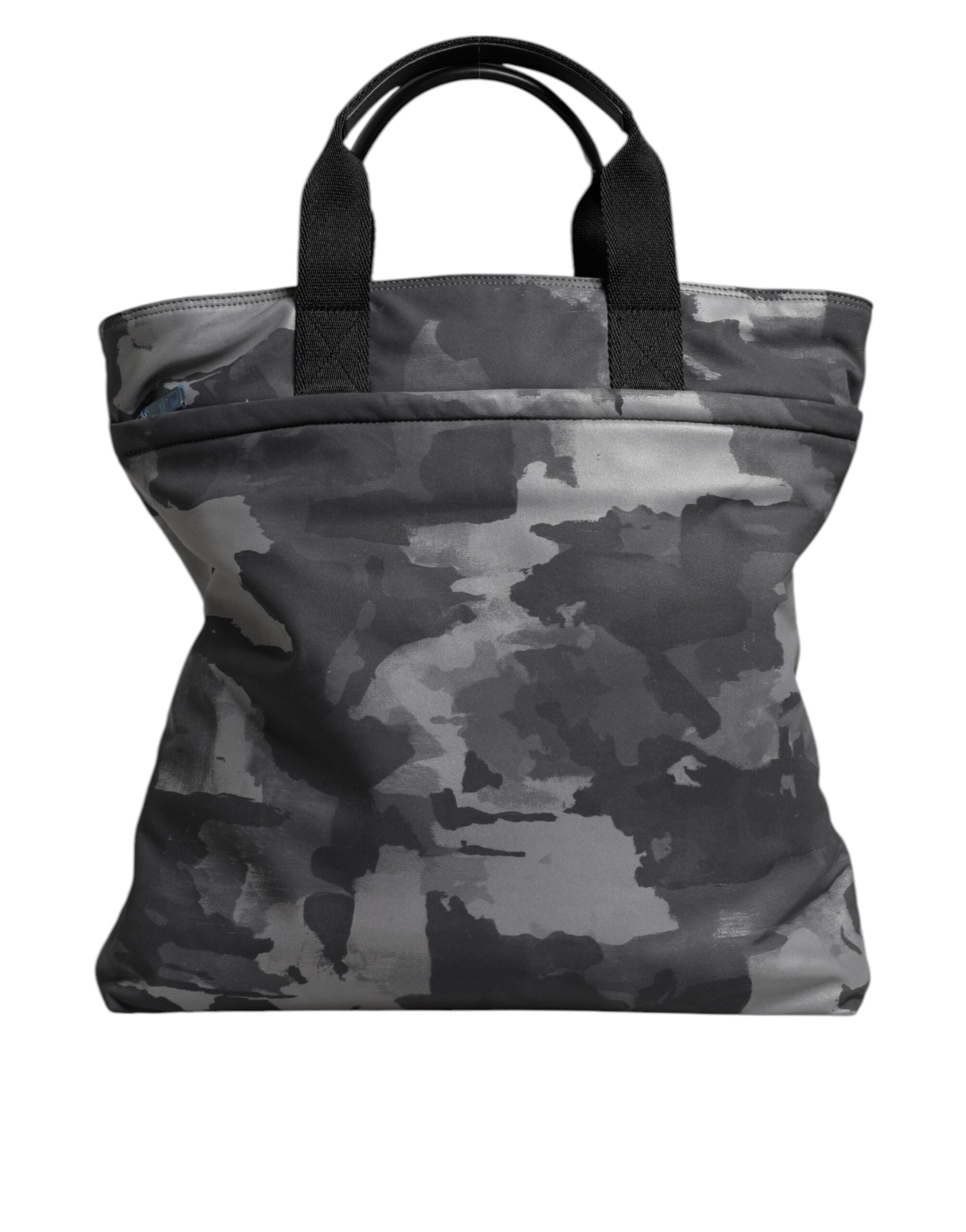 Dolce & Gabbana Grey Camouflage Cotton Tote Bag with Multiple Compartments-5