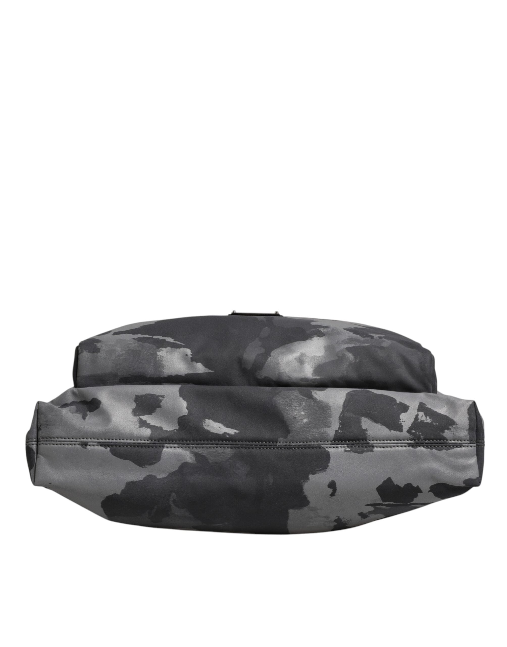 Dolce & Gabbana Grey Camouflage Cotton Tote Bag with Multiple Compartments-6